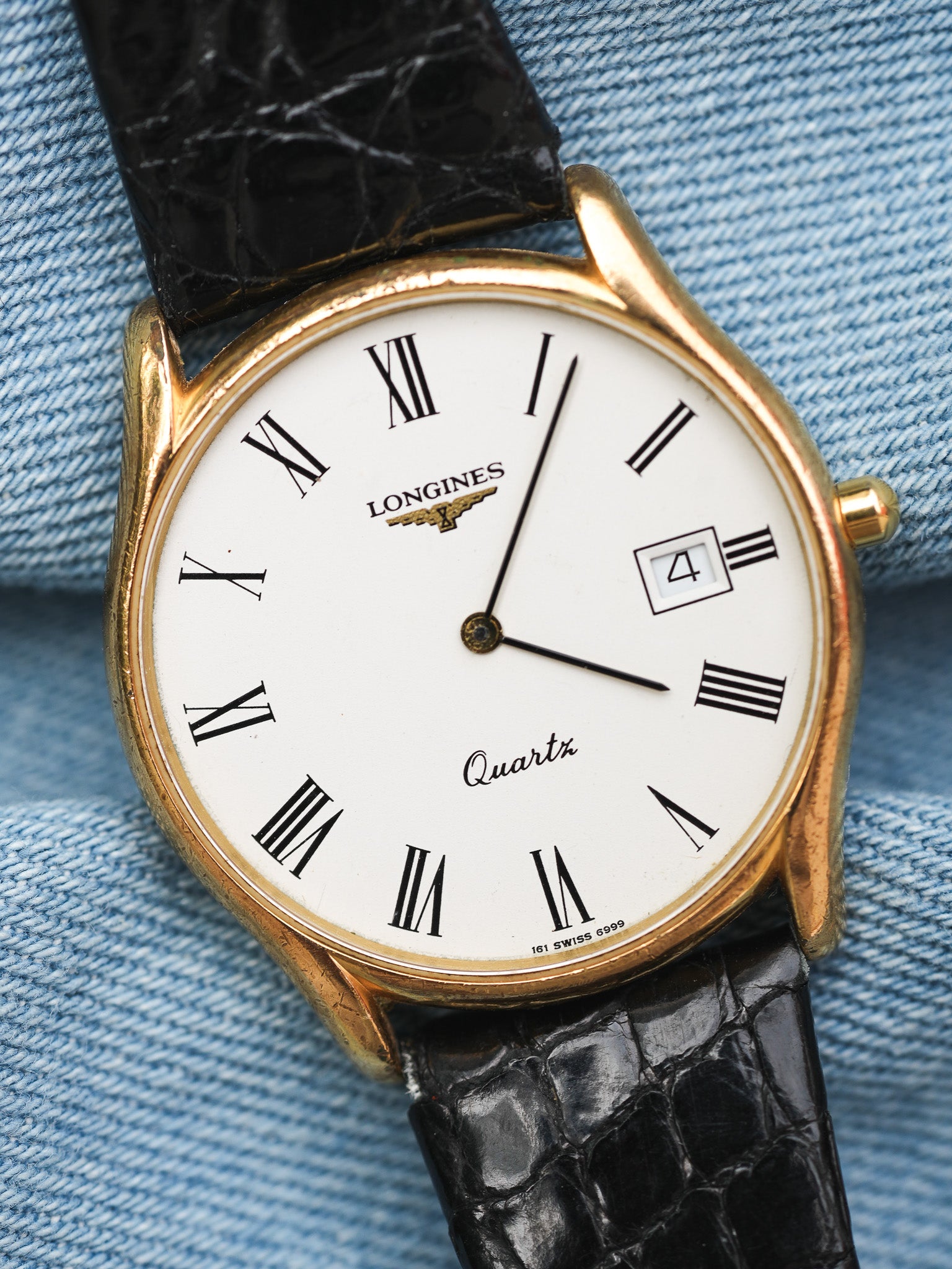 Longines - Dress Watch Date cadran blanc romain - 1980s - Atelier Victor - Vintage Shop