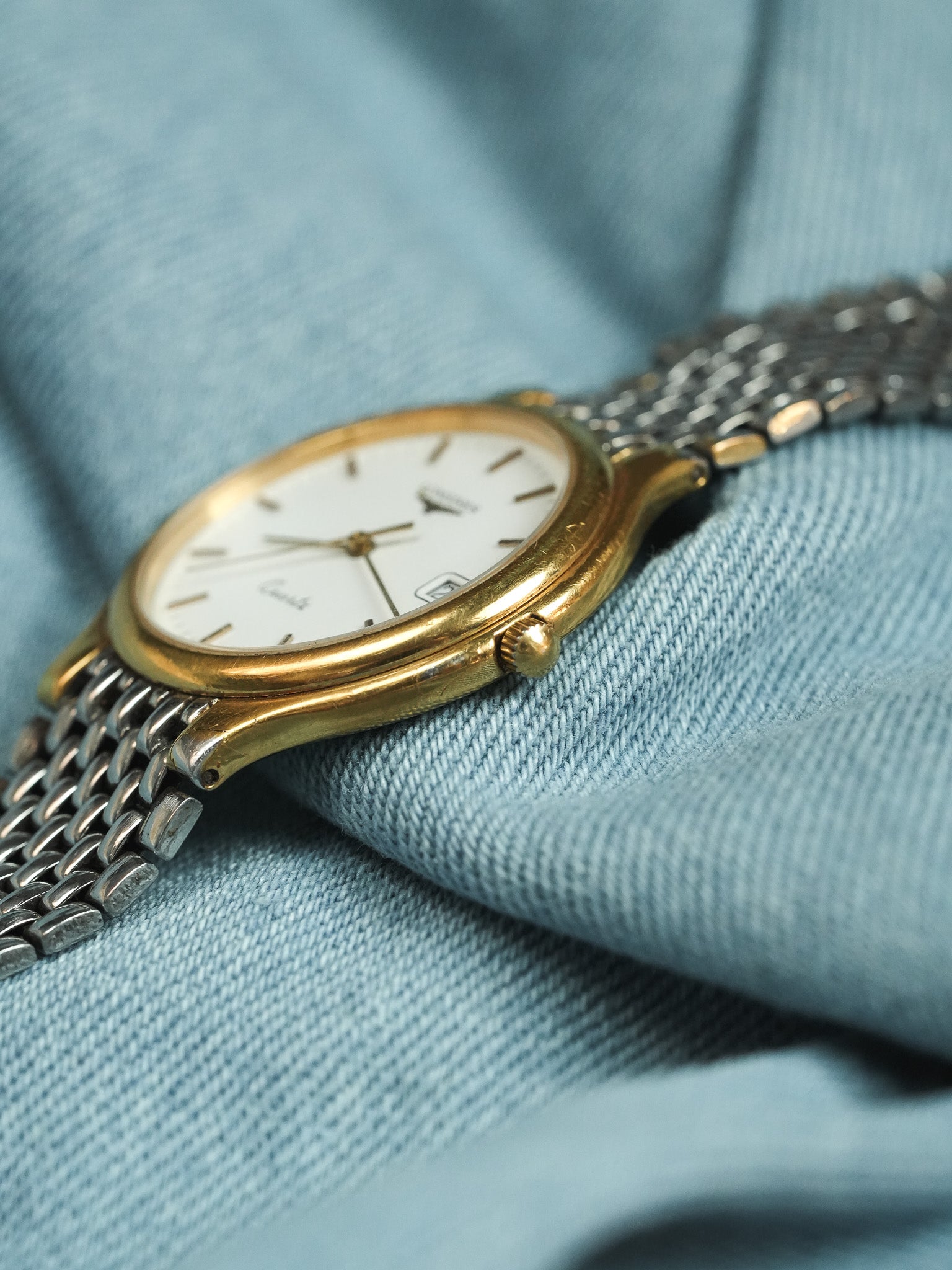 Longines - Flagship Slim Ronde Or Maille Acier - 1980s - Atelier Victor - Vintage Shop