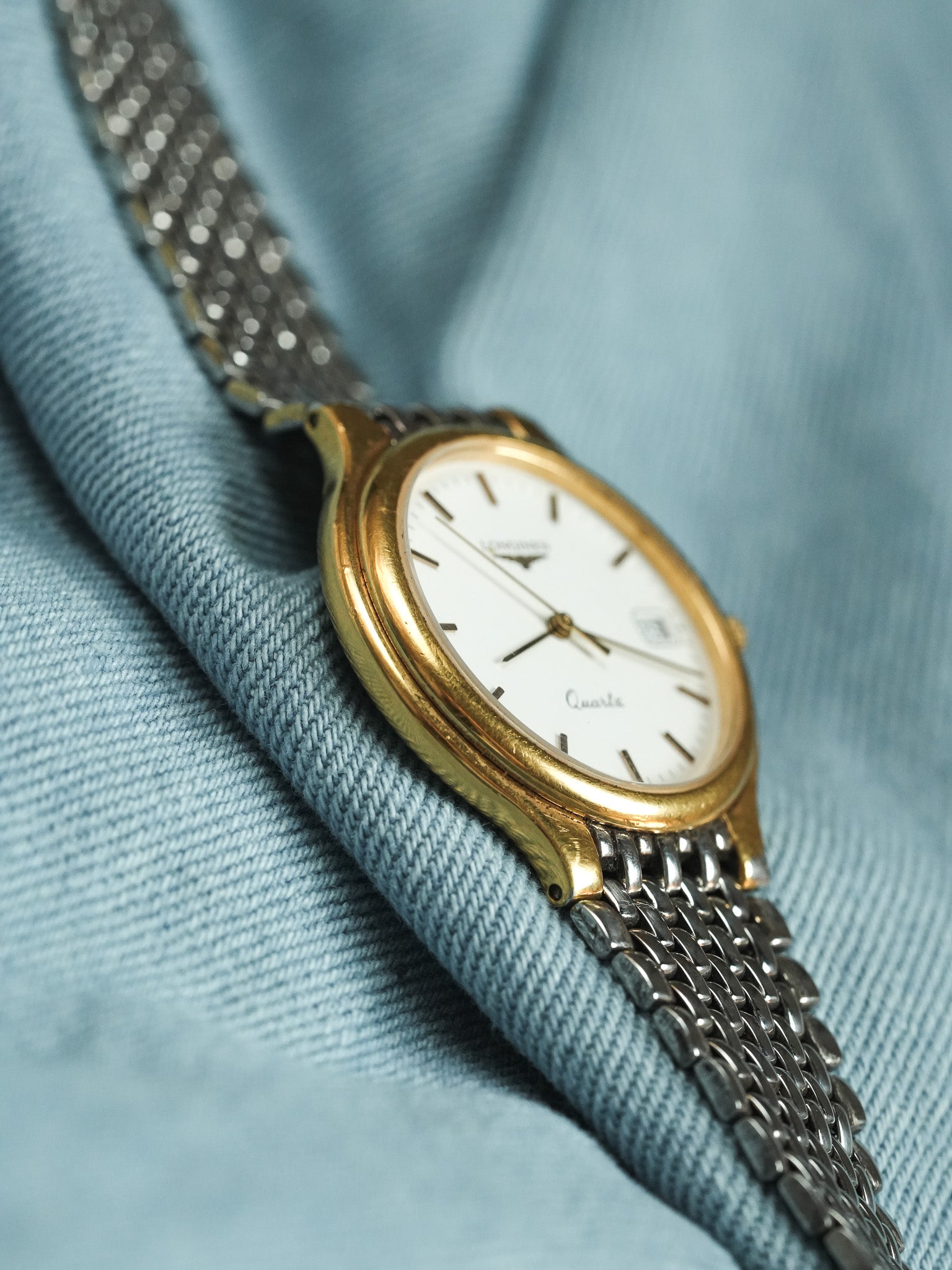 Longines - Flagship Slim Ronde Or Maille Acier - 1980s - Atelier Victor - Vintage Shop