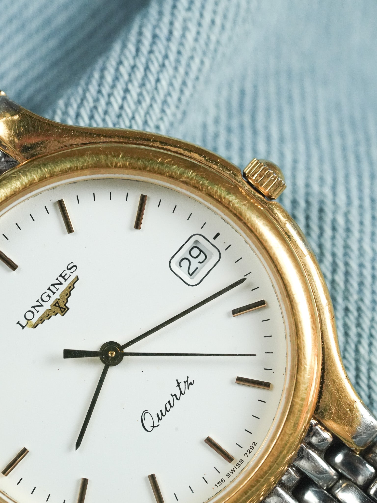 Longines - Flagship Slim Ronde Or Maille Acier - 1980s - Atelier Victor - Vintage Shop