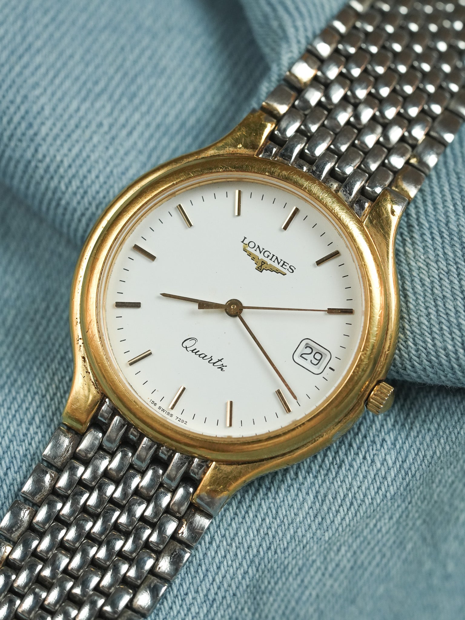 Longines - Flagship Slim Ronde Or Maille Acier - 1980s - Atelier Victor - Vintage Shop