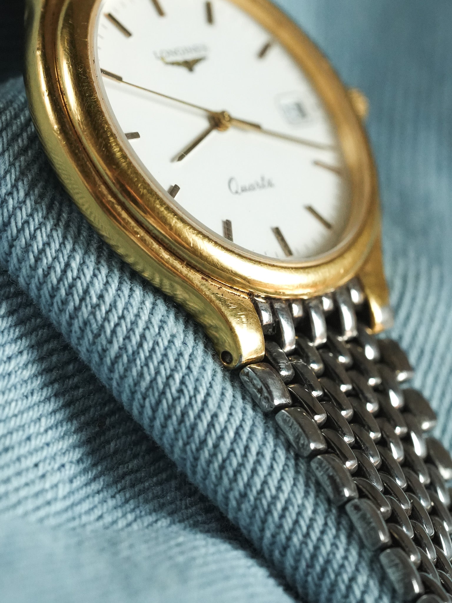 Longines - Flagship Slim Ronde Or Maille Acier - 1980s - Atelier Victor - Vintage Shop