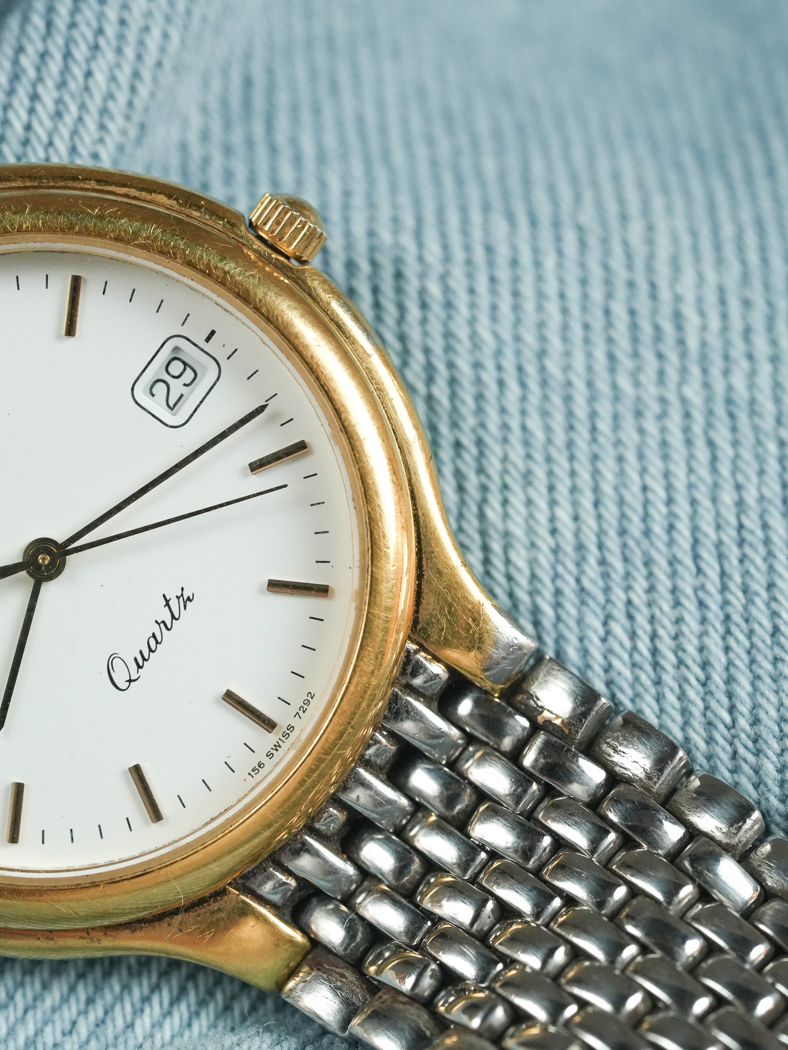 Longines - Flagship Slim Ronde Or Maille Acier - 1980s - Atelier Victor - Vintage Shop