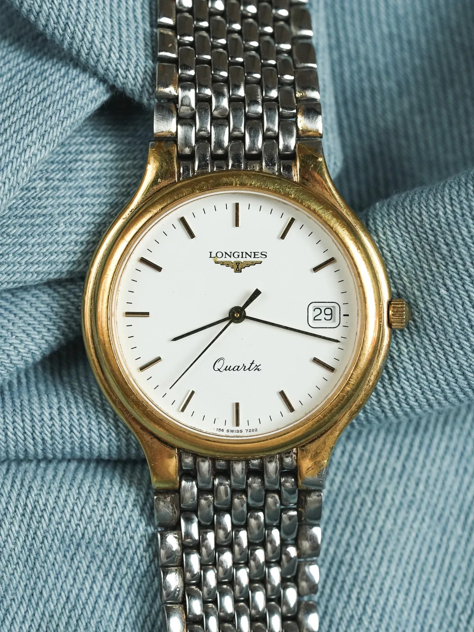 Longines - Flagship Slim Ronde Or Maille Acier - 1980s - Atelier Victor - Vintage Shop