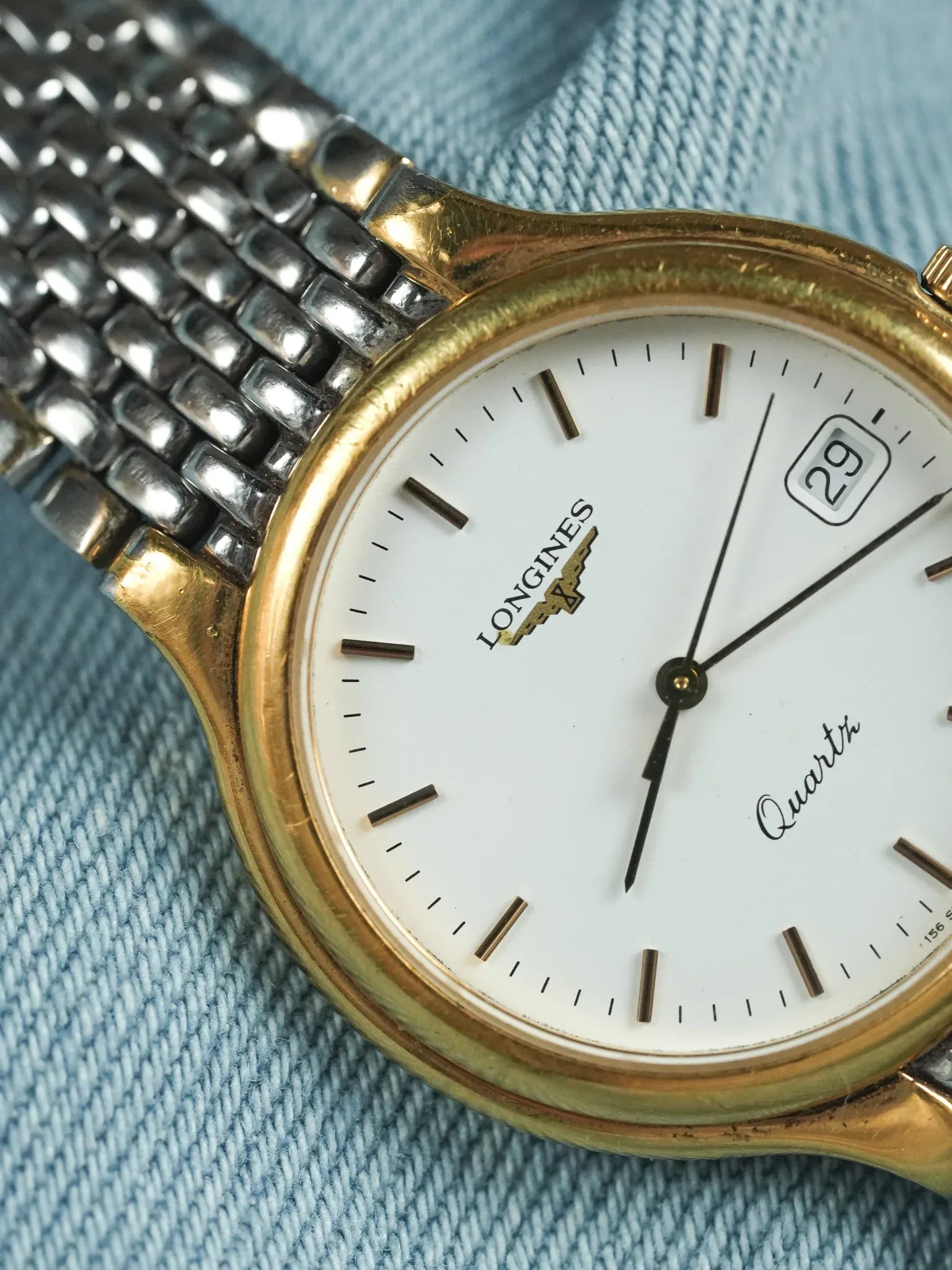 Longines - Flagship Slim Ronde Or Maille Acier - 1980s - Atelier Victor - Vintage Shop