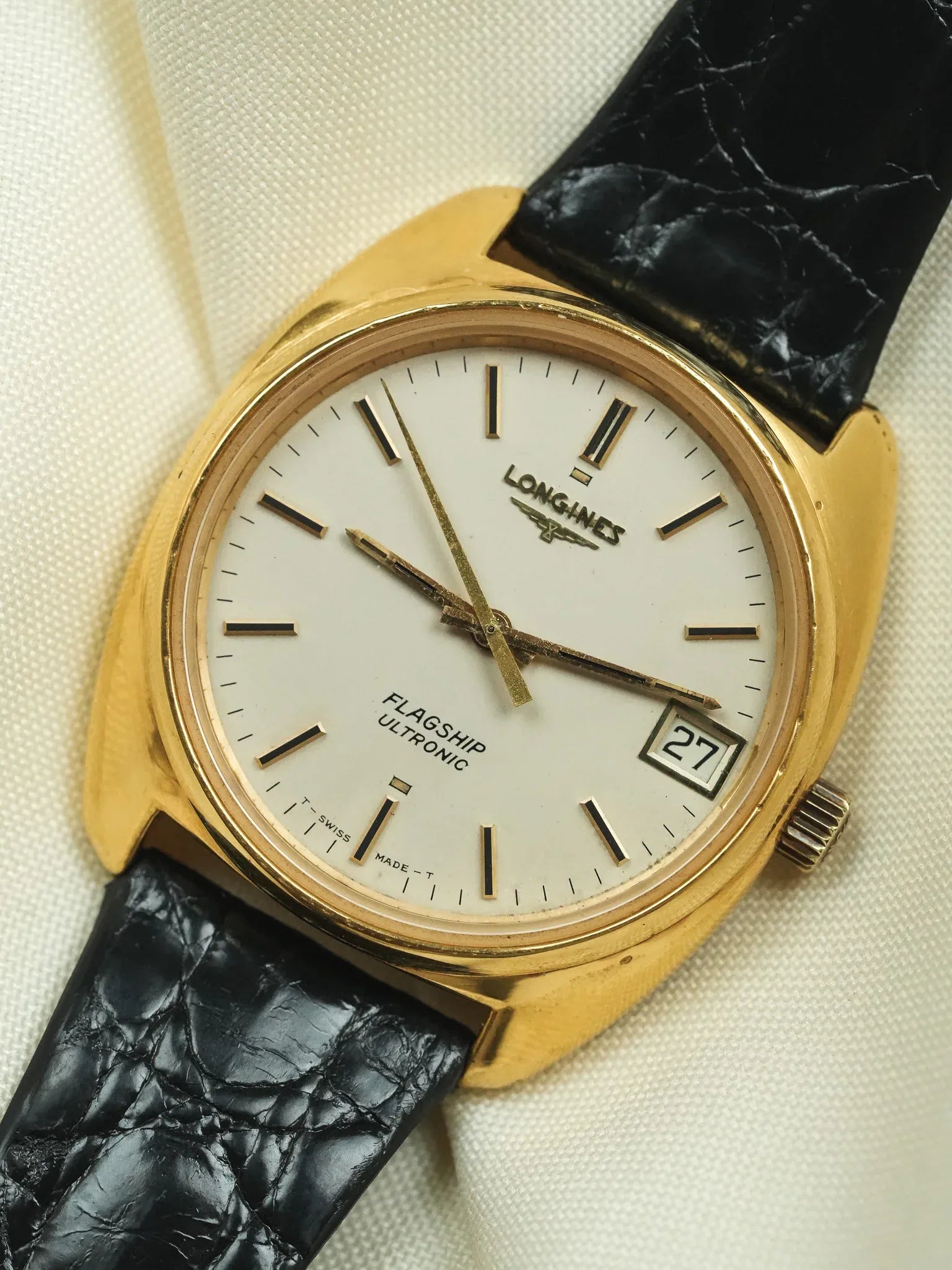 Longines - Flagship Ultronic Tonneau plaqué or - 1970s - Atelier Victor - Vintage Shop