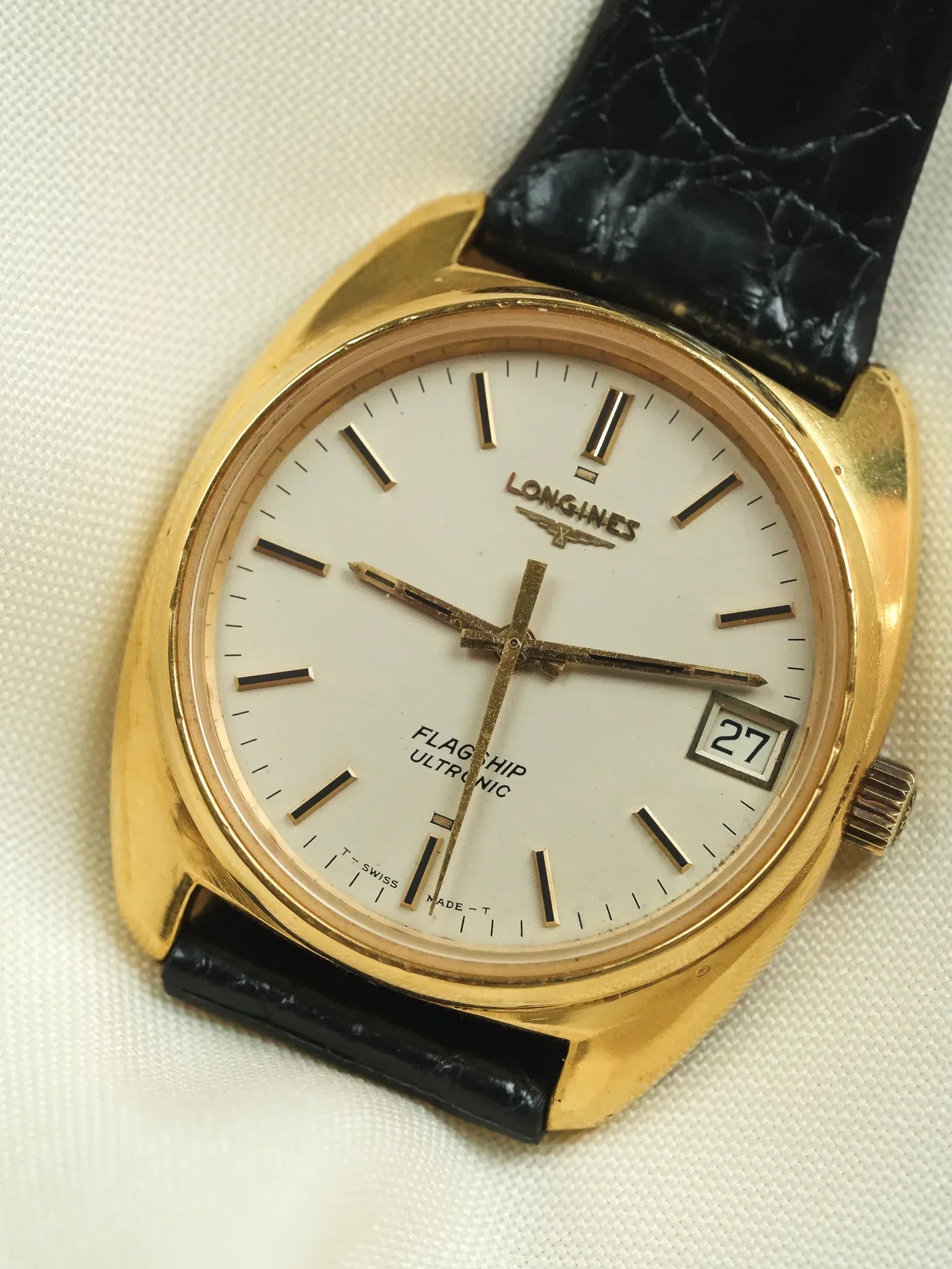 Longines - Flagship Ultronic Tonneau plaqué or - 1970s - Atelier Victor - Vintage Shop
