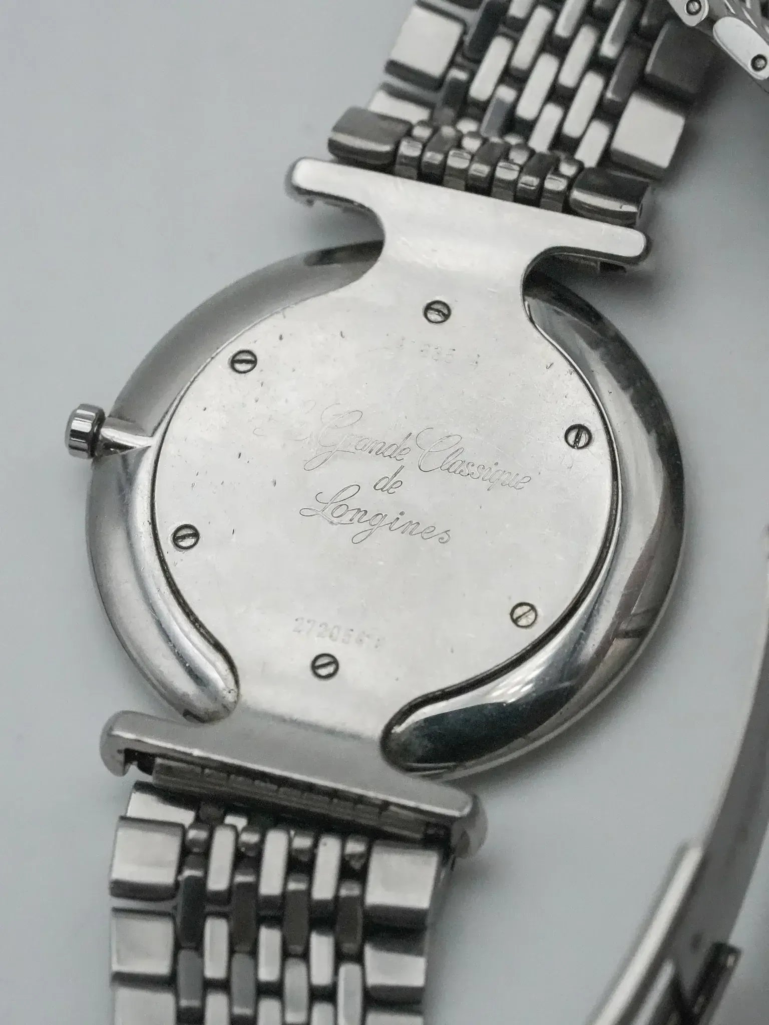 Longines - La Grande Classique Extra Plat acier maille cadran blanc - 1990s - Atelier Victor