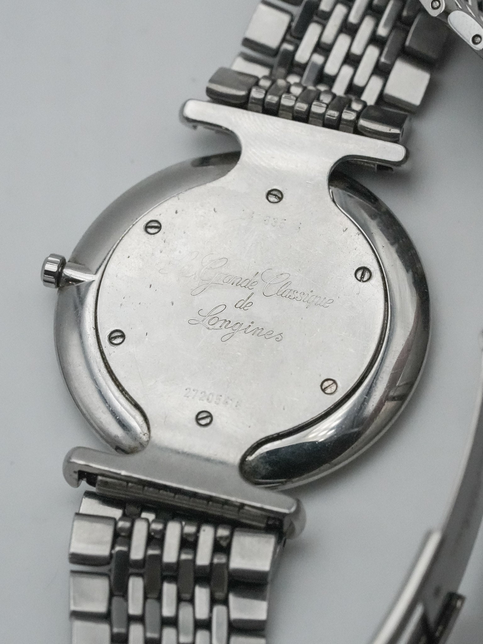Longines - La Grande Classique Extra Plat acier maille cadran blanc - 1990s - Atelier Victor - Vintage Shop