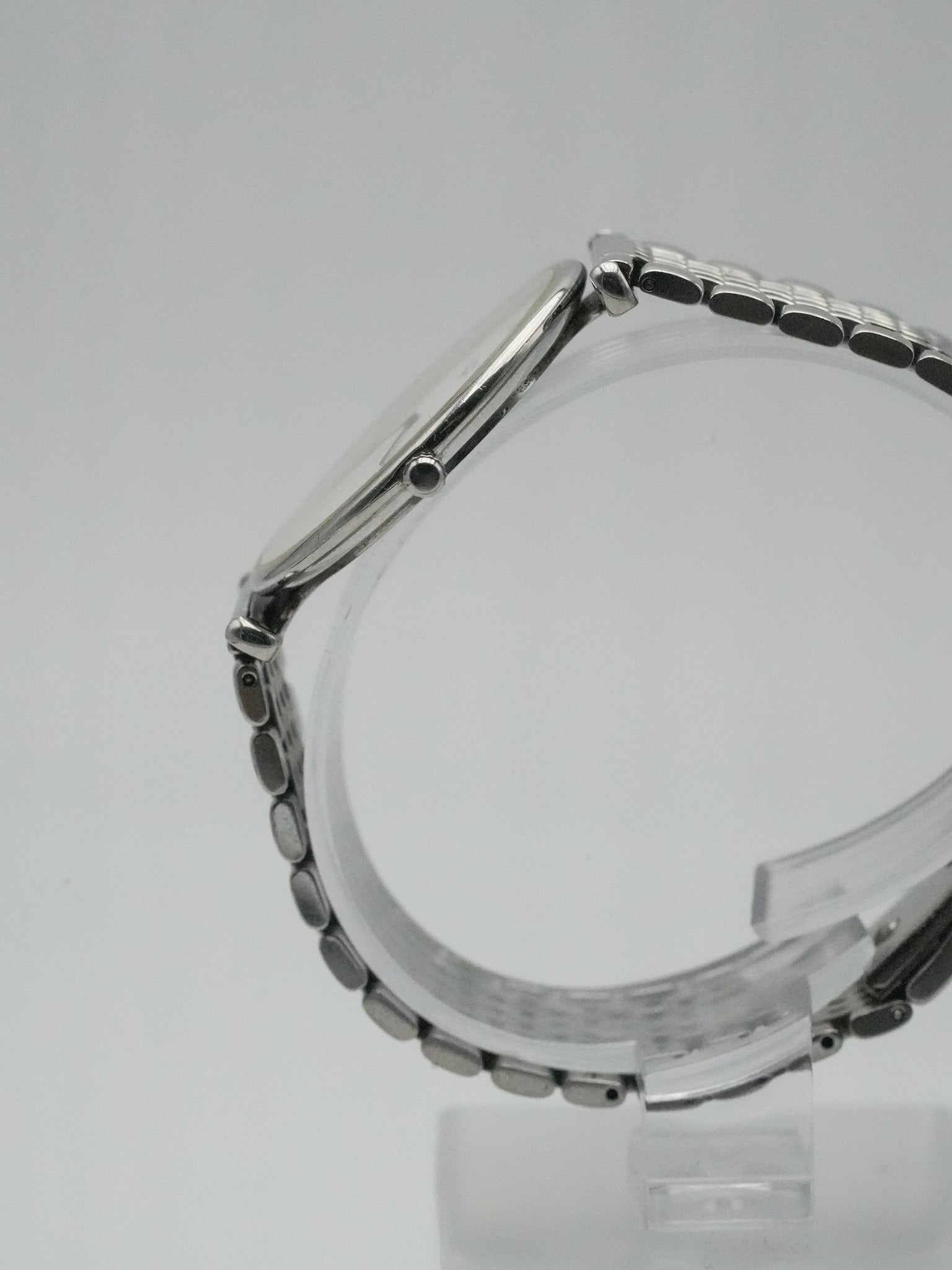 Longines - La Grande Classique Extra Plat acier maille cadran blanc - 1990s - Atelier Victor - Vintage Shop