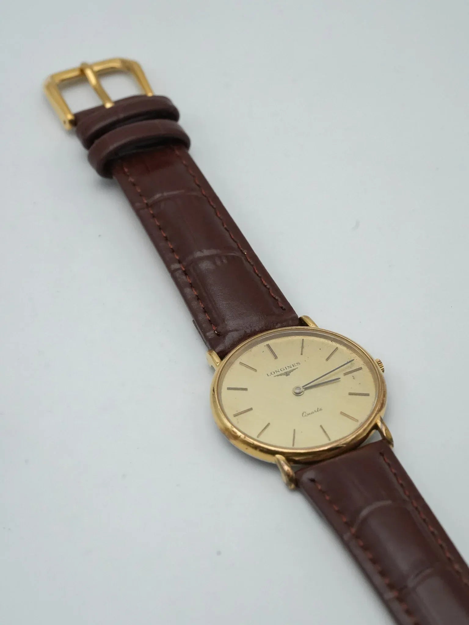 Longines - Plaqué Or Cadran lin Quartz - 1980s - Atelier Victor - Vintage Shop