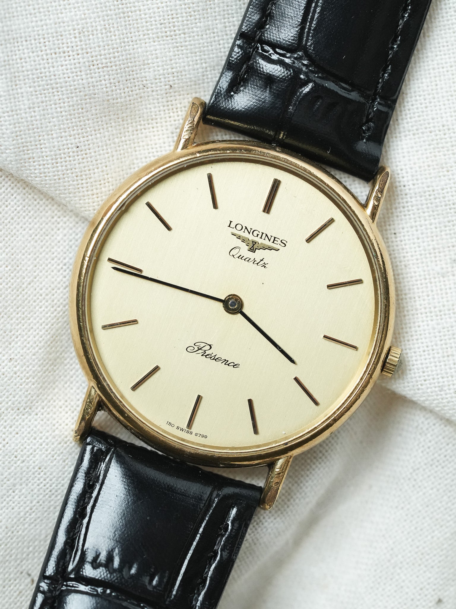Longines - Présence Quartz Or Cadran Or - 1980s - Atelier Victor - Vintage Shop