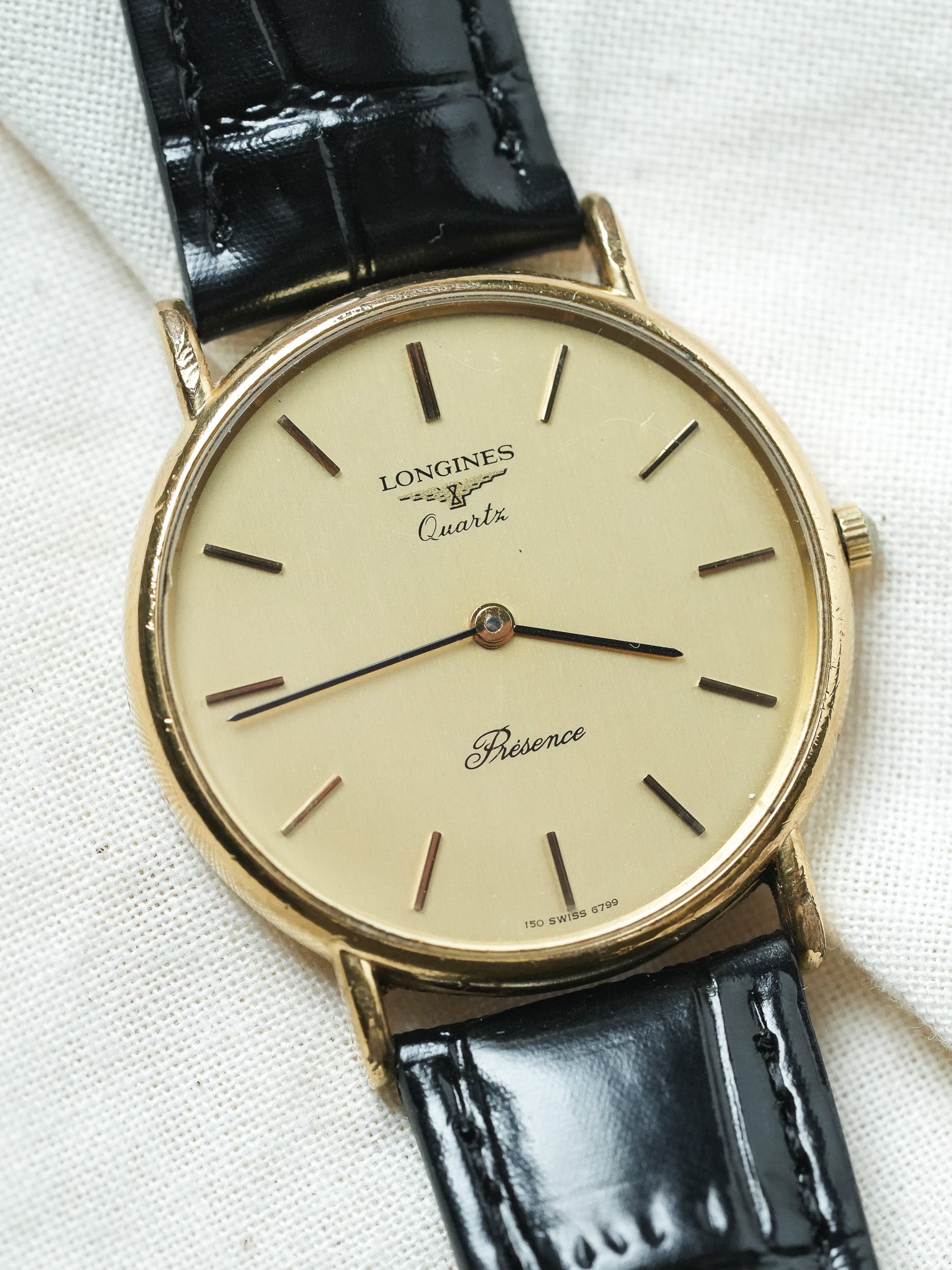 Longines - Présence Quartz Or Cadran Or - 1980s - Atelier Victor - Vintage Shop