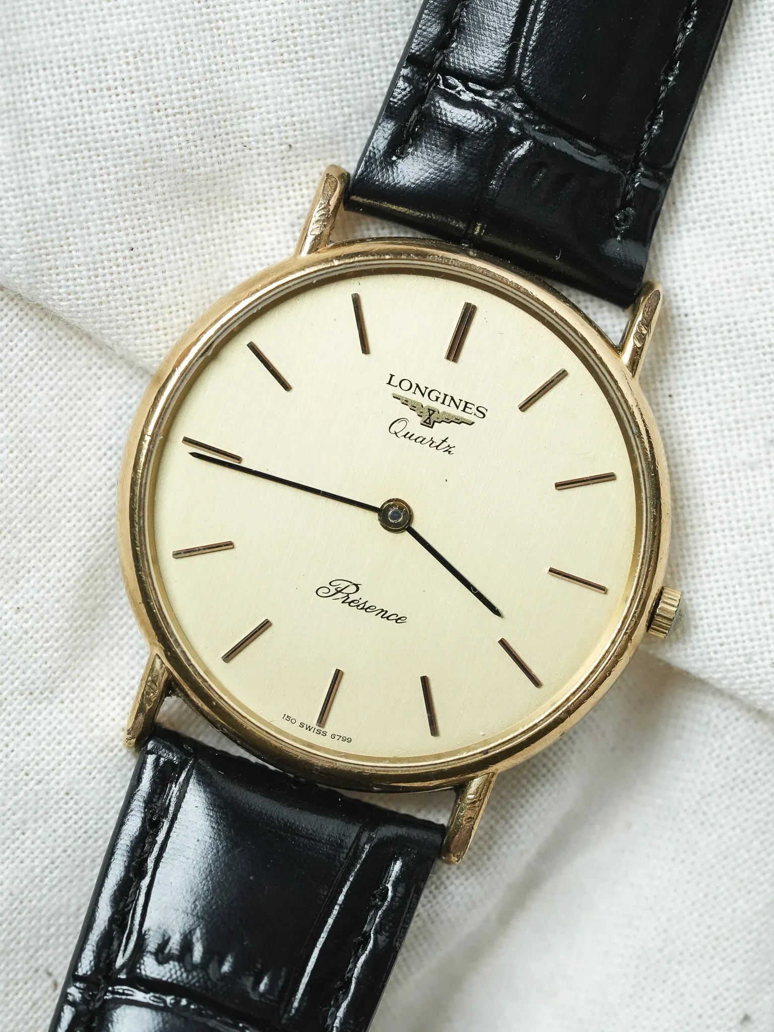 Longines - Présence Quartz Or Cadran Or - 1980s - Atelier Victor - Vintage Shop