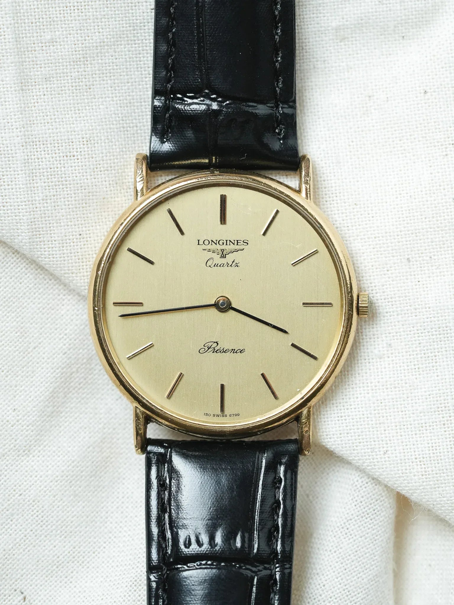 Longines - Présence Quartz Or Cadran Or - 1980s - Atelier Victor - Vintage Shop