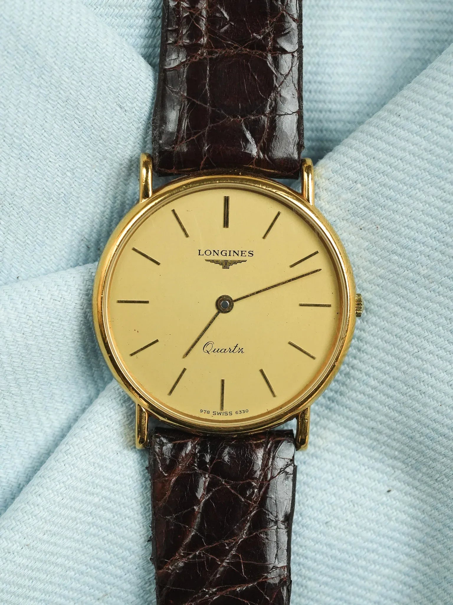 Longines - Ronde Extra plate Cadran Or Quartz - 1980s - Atelier Victor - Vintage Shop