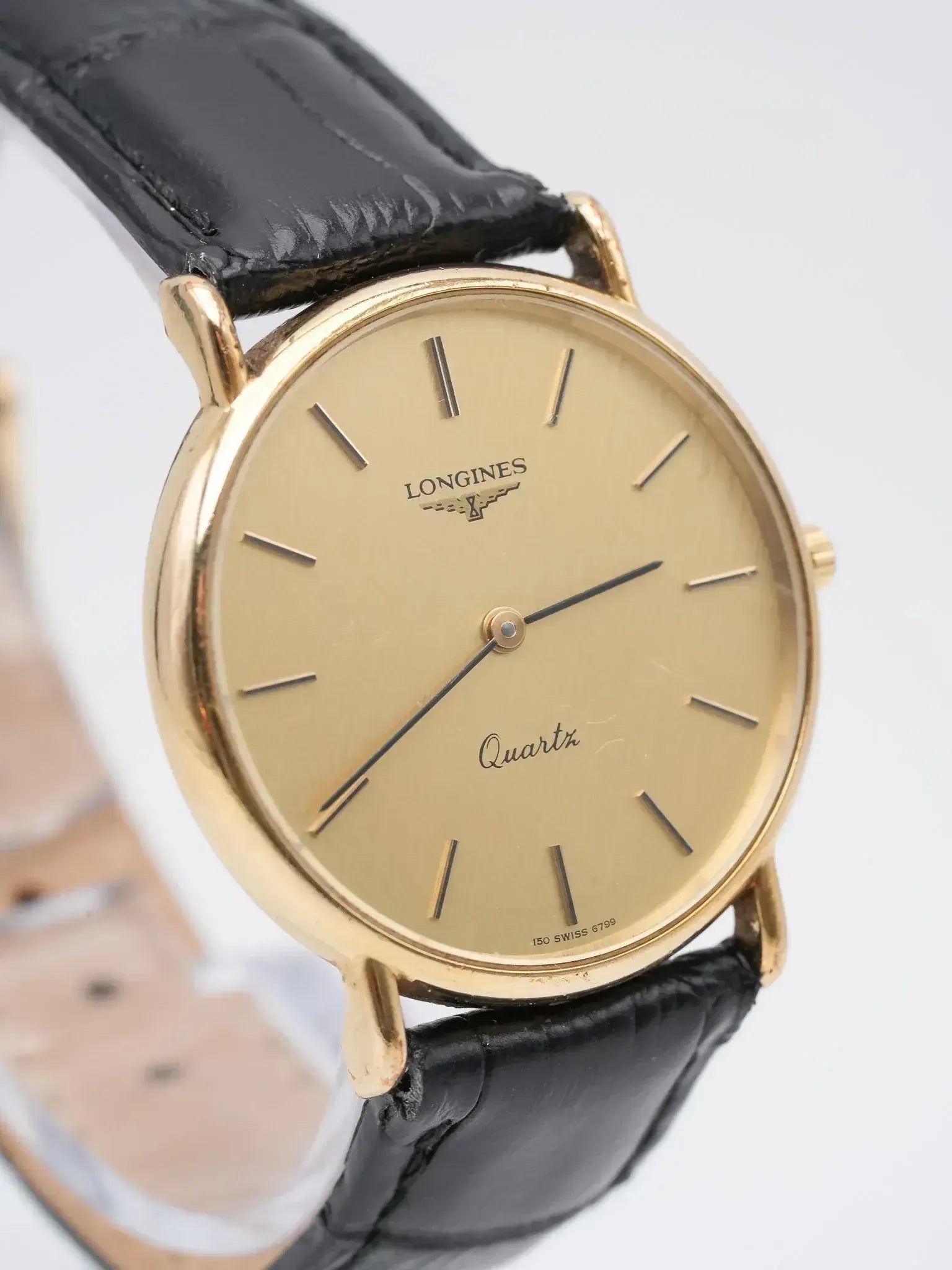 Longines - Ronde plaqué or lin - 1980s - Atelier Victor