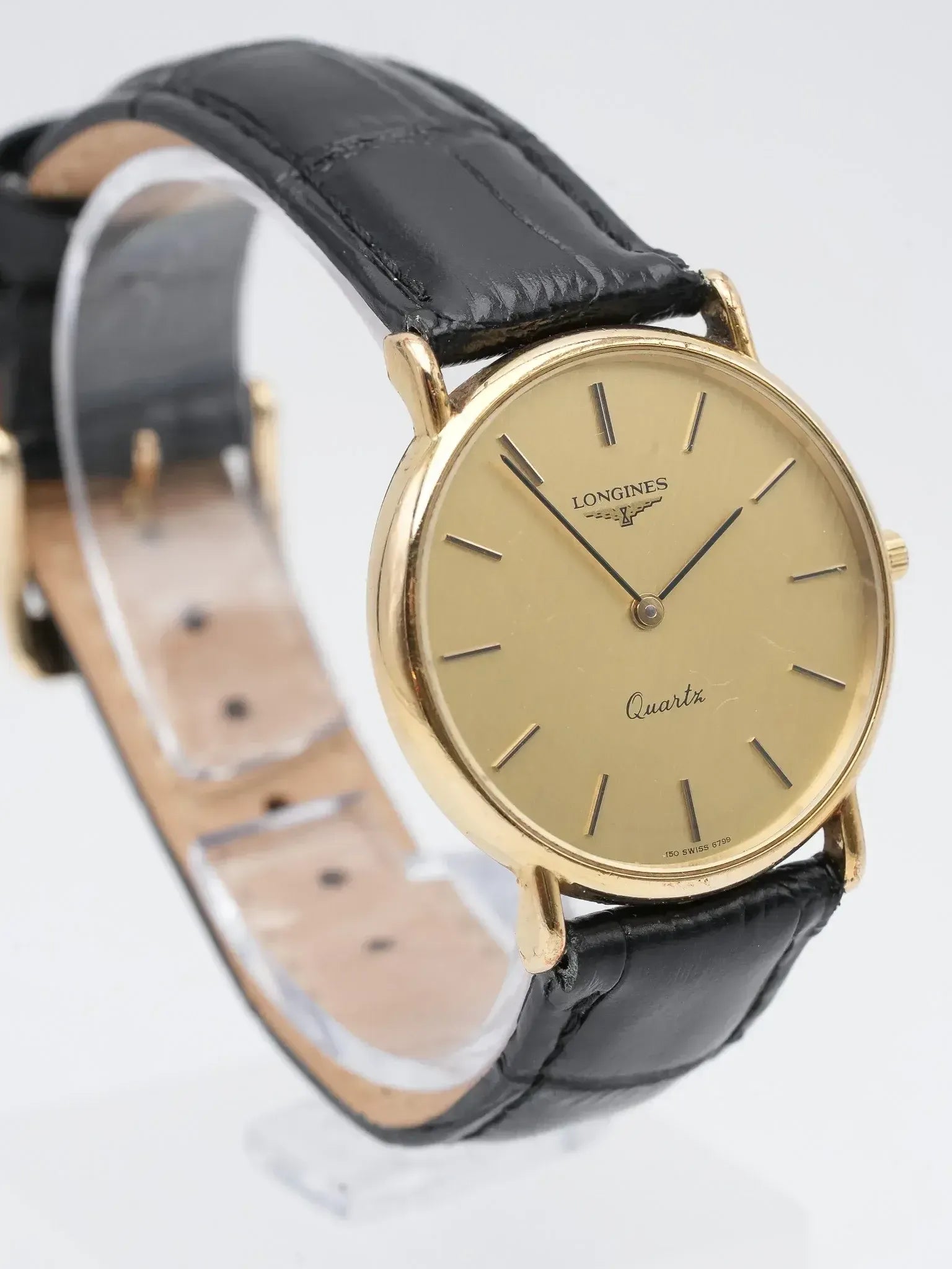 Longines - Ronde plaqué or lin - 1980s - Atelier Victor