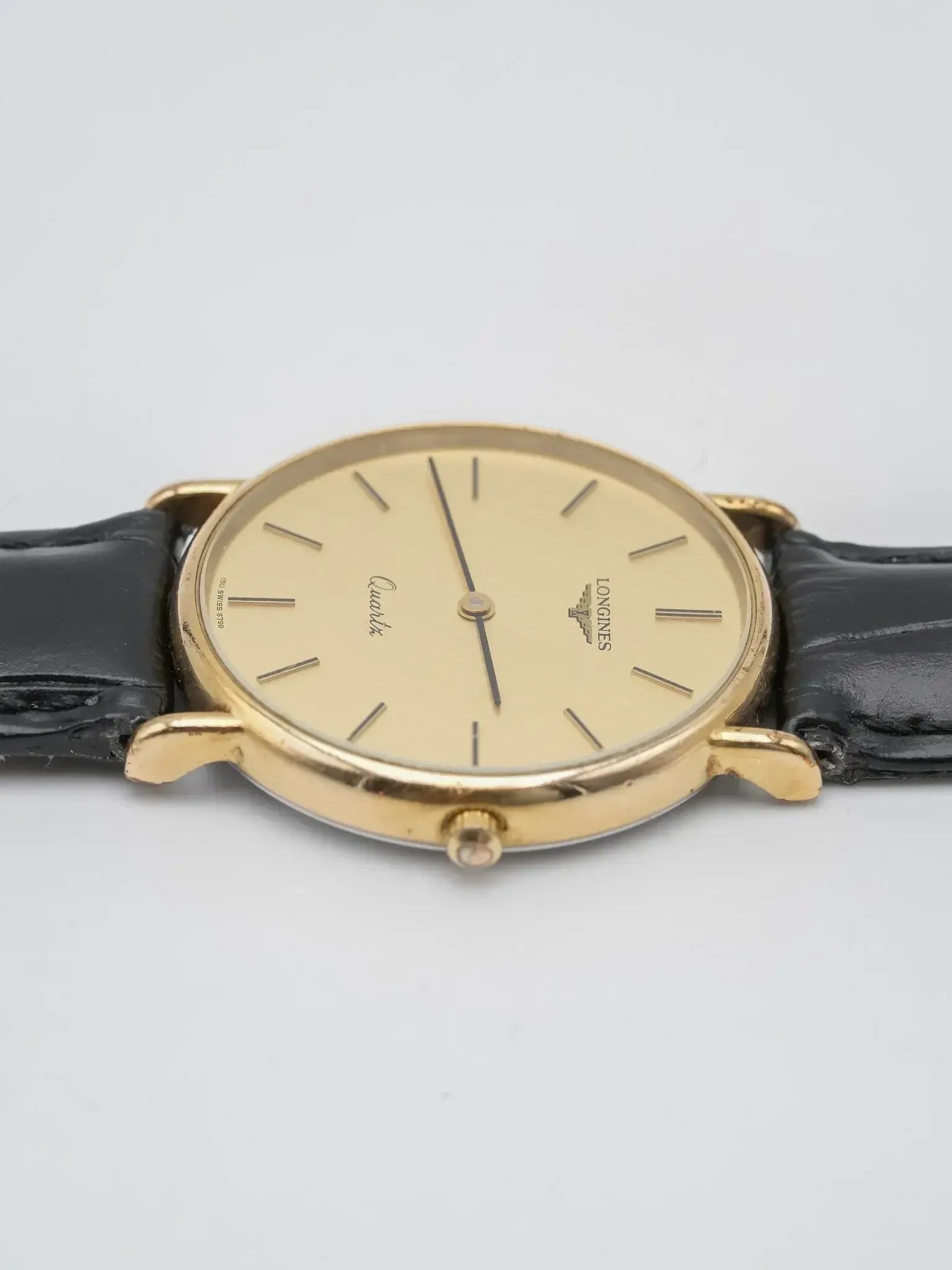Longines - Ronde plaqué or lin - 1980s - Atelier Victor