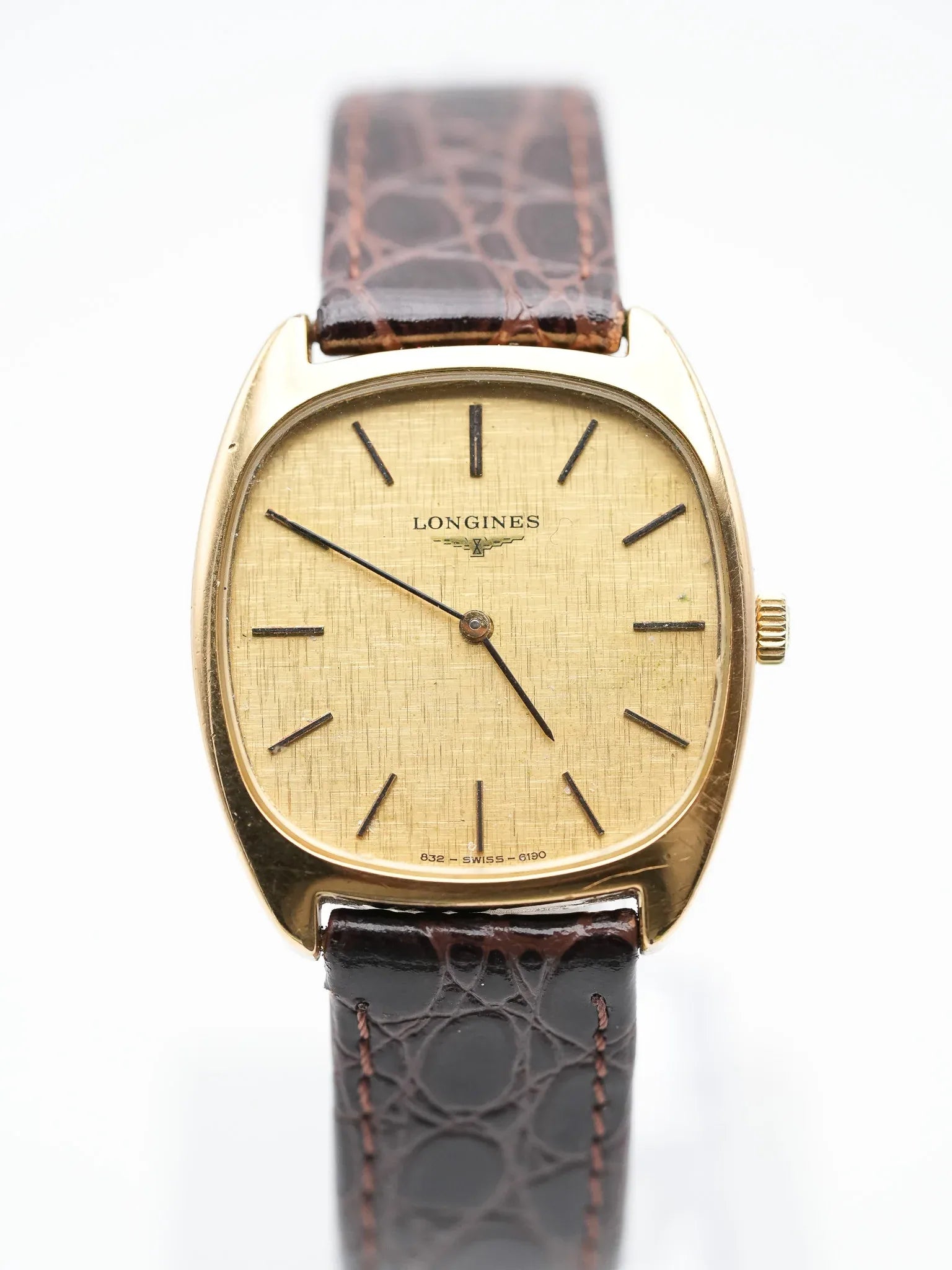 Longines - Tonneau Lin plaqué or meca - 1980s - Atelier Victor