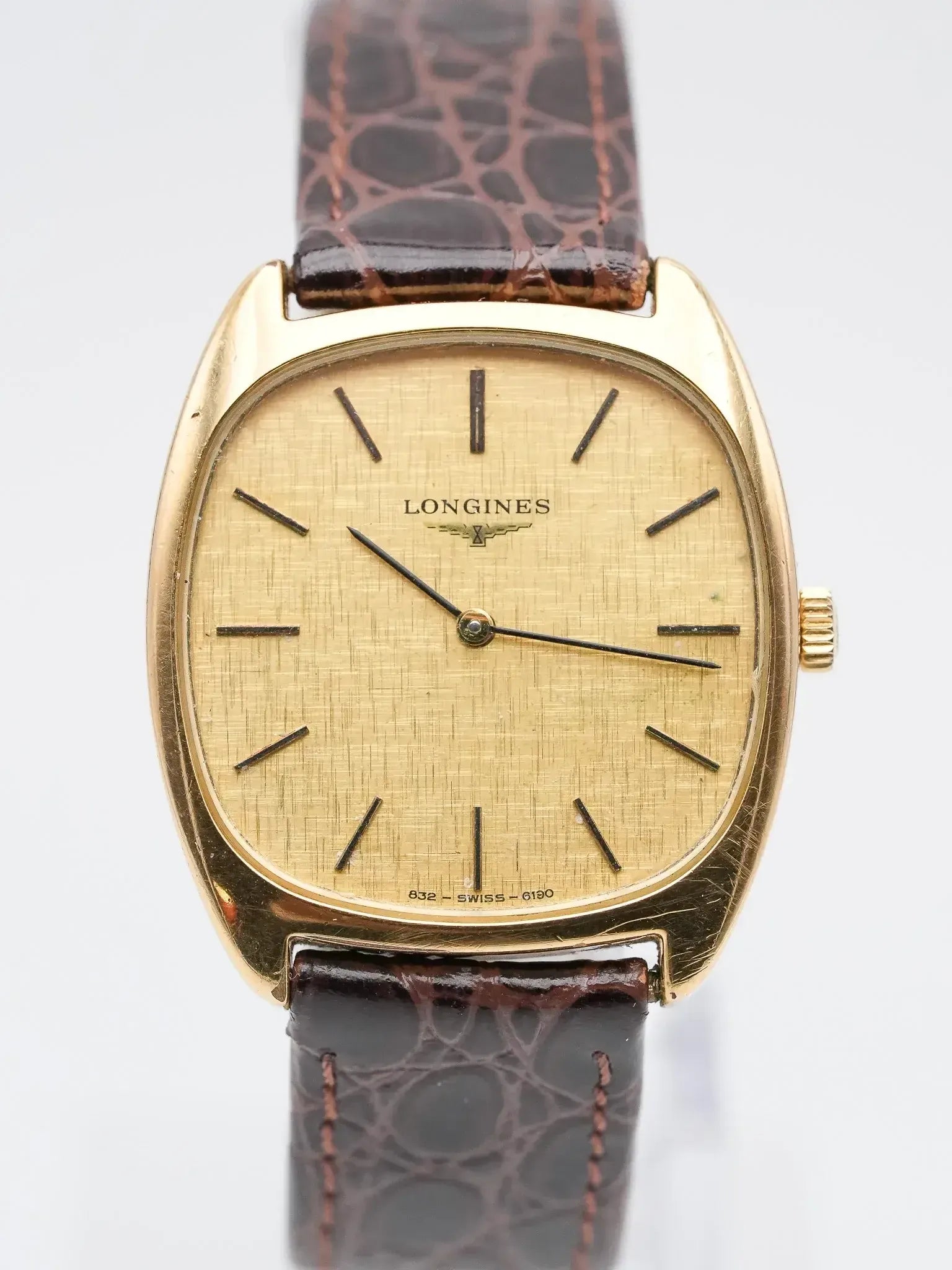 Longines - Tonneau Lin plaqué or meca - 1980s - Atelier Victor