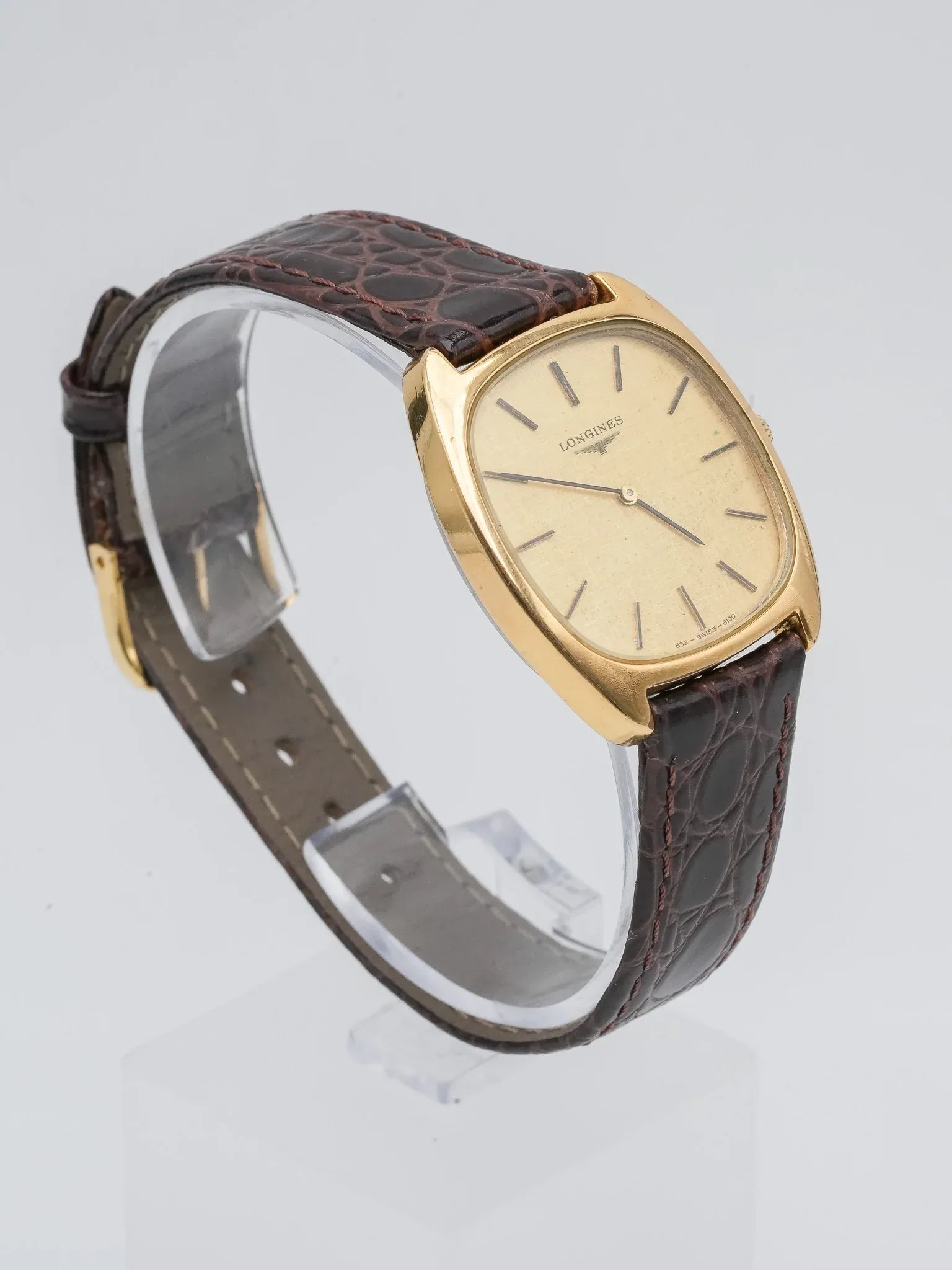 Longines - Tonneau Lin plaqué or meca - 1980s - Atelier Victor