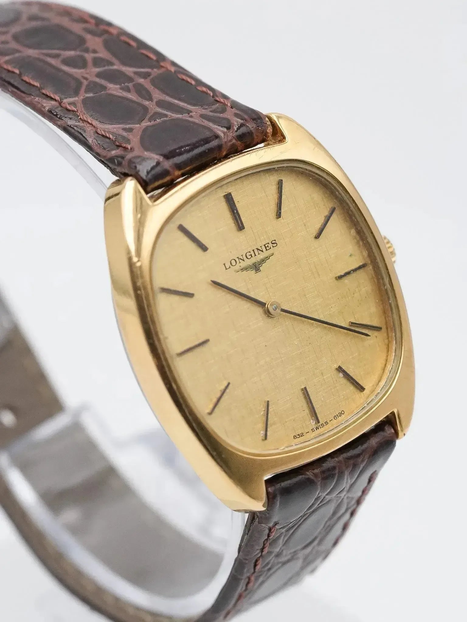 Longines - Tonneau Lin plaqué or meca - 1980s - Atelier Victor