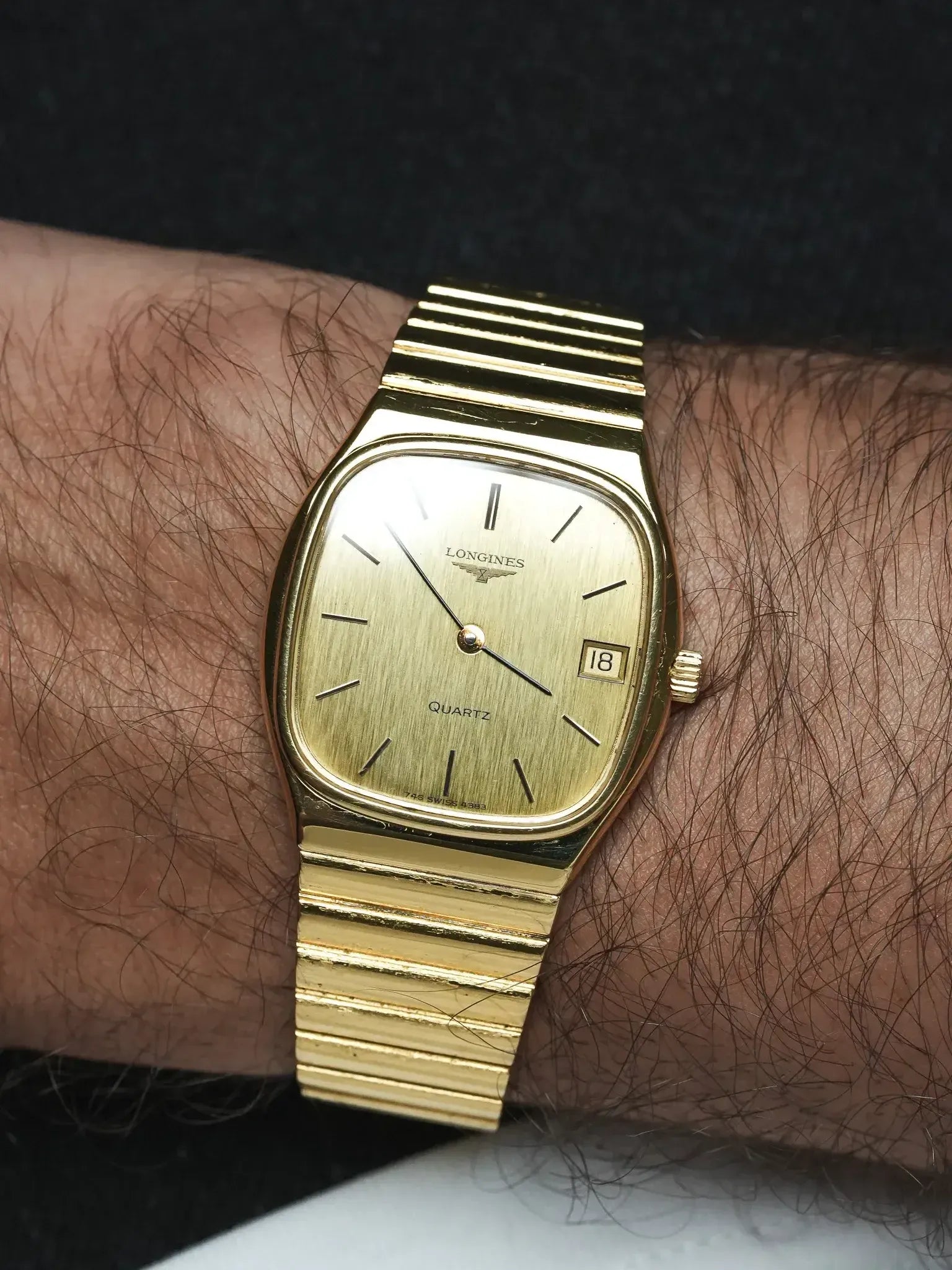 Longines - Tonneau Gold Plated Dial Lin date - 1980s