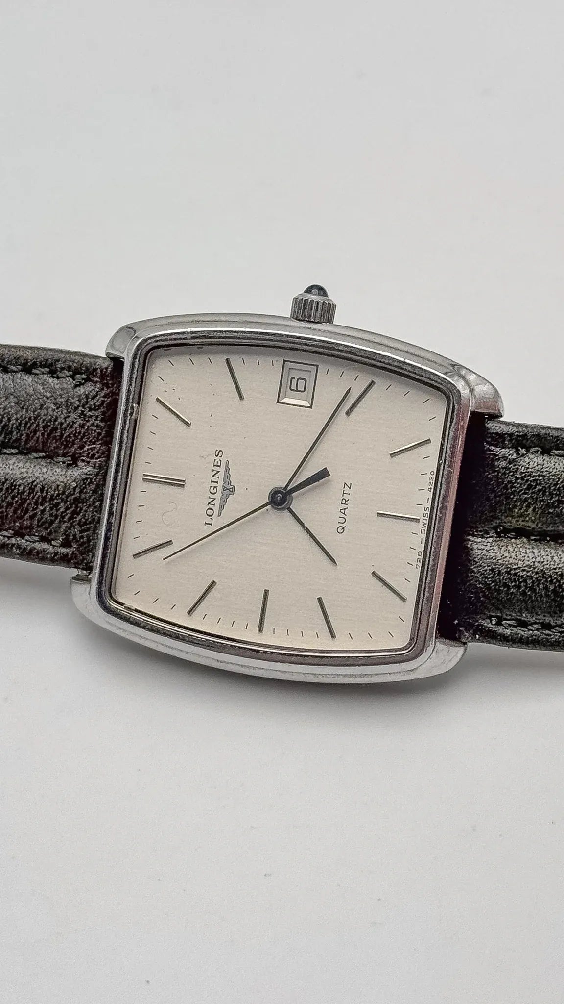 Longines - Tonneau XL Cadran Acier - 1980s - Atelier Victor - Vintage Shop