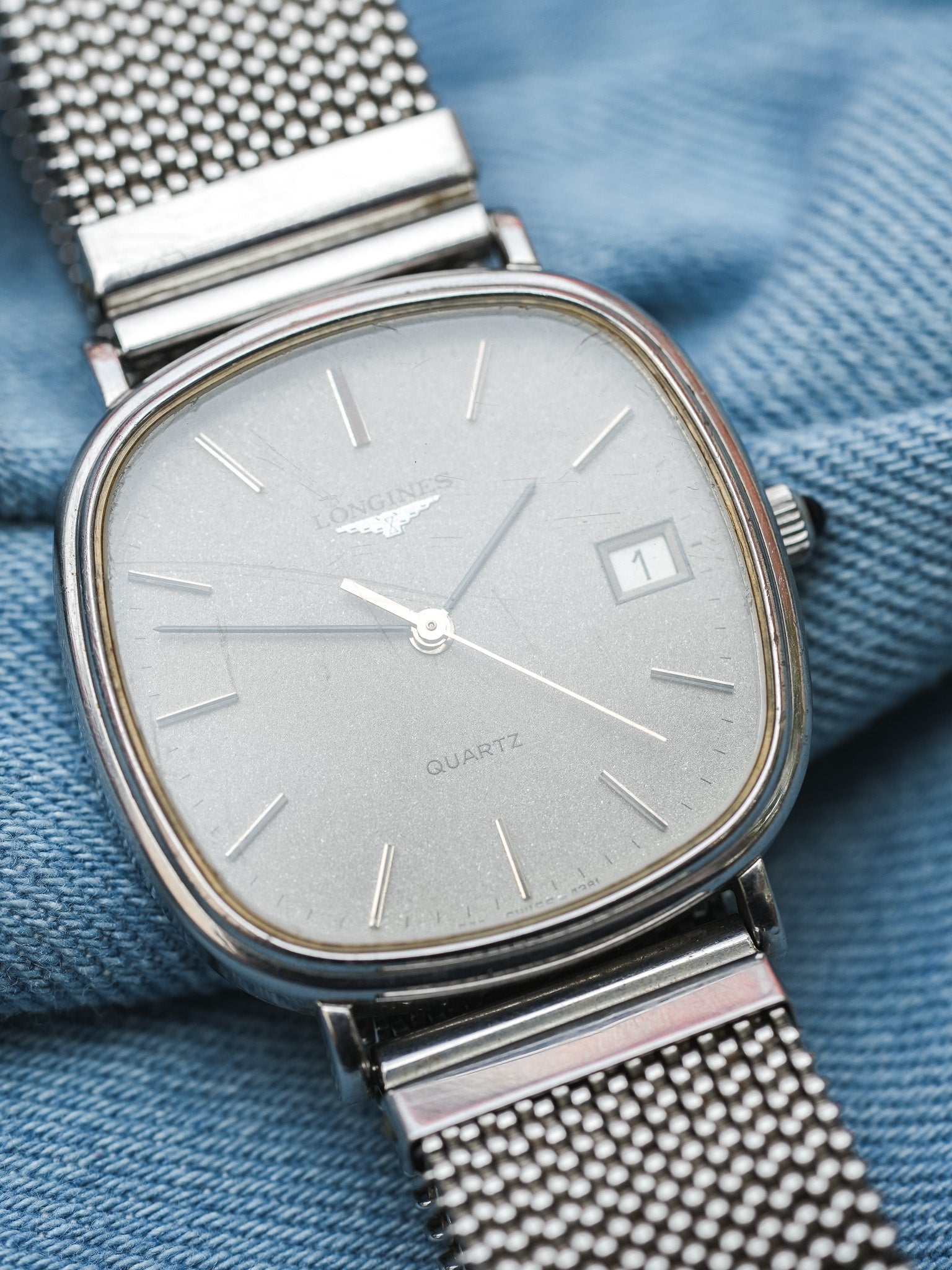 Longines - TV acier cadran argent - 1980s - Atelier Victor - Vintage Shop