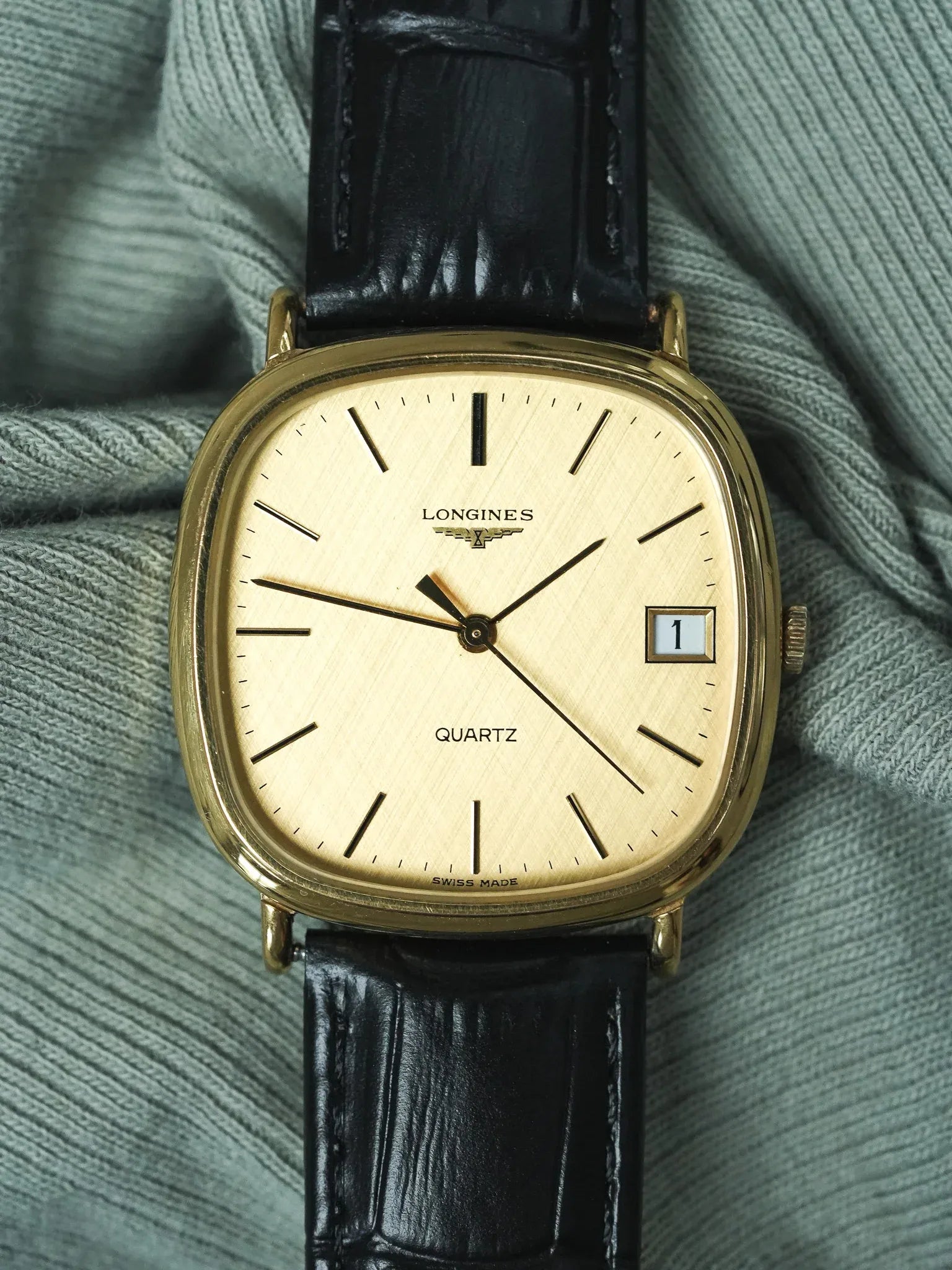 Longines - Gold-plated TV Date Linen Dial - 1980s