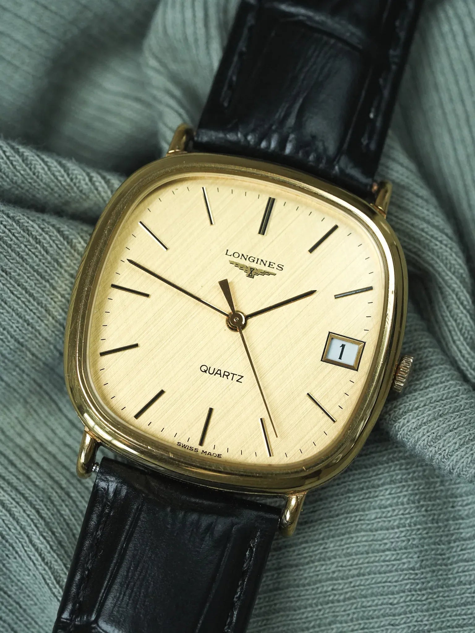 Longines - Gold-plated TV Date Linen Dial - 1980s