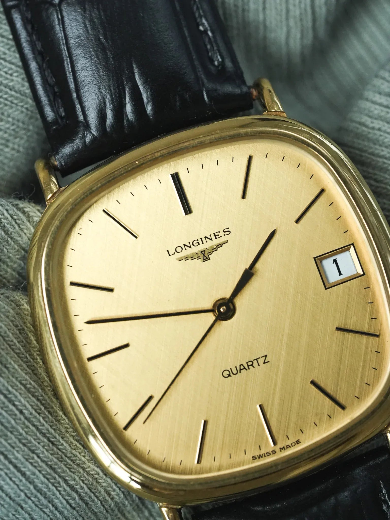 Longines - Gold-plated TV Date Linen Dial - 1980s