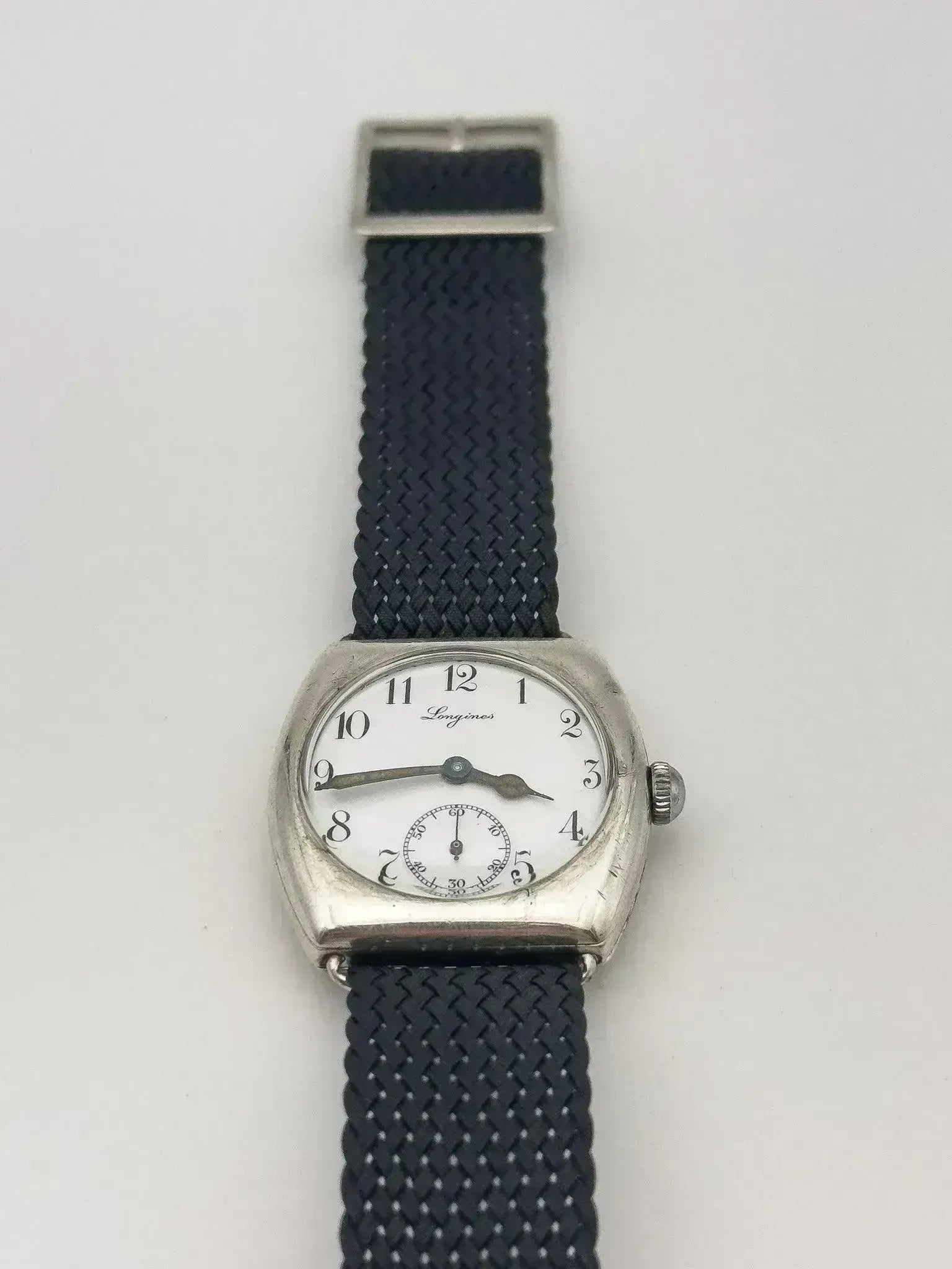 Longines - WW1 Tonneau Argent massif 935 émail Oversized - 1915 - Atelier Victor
