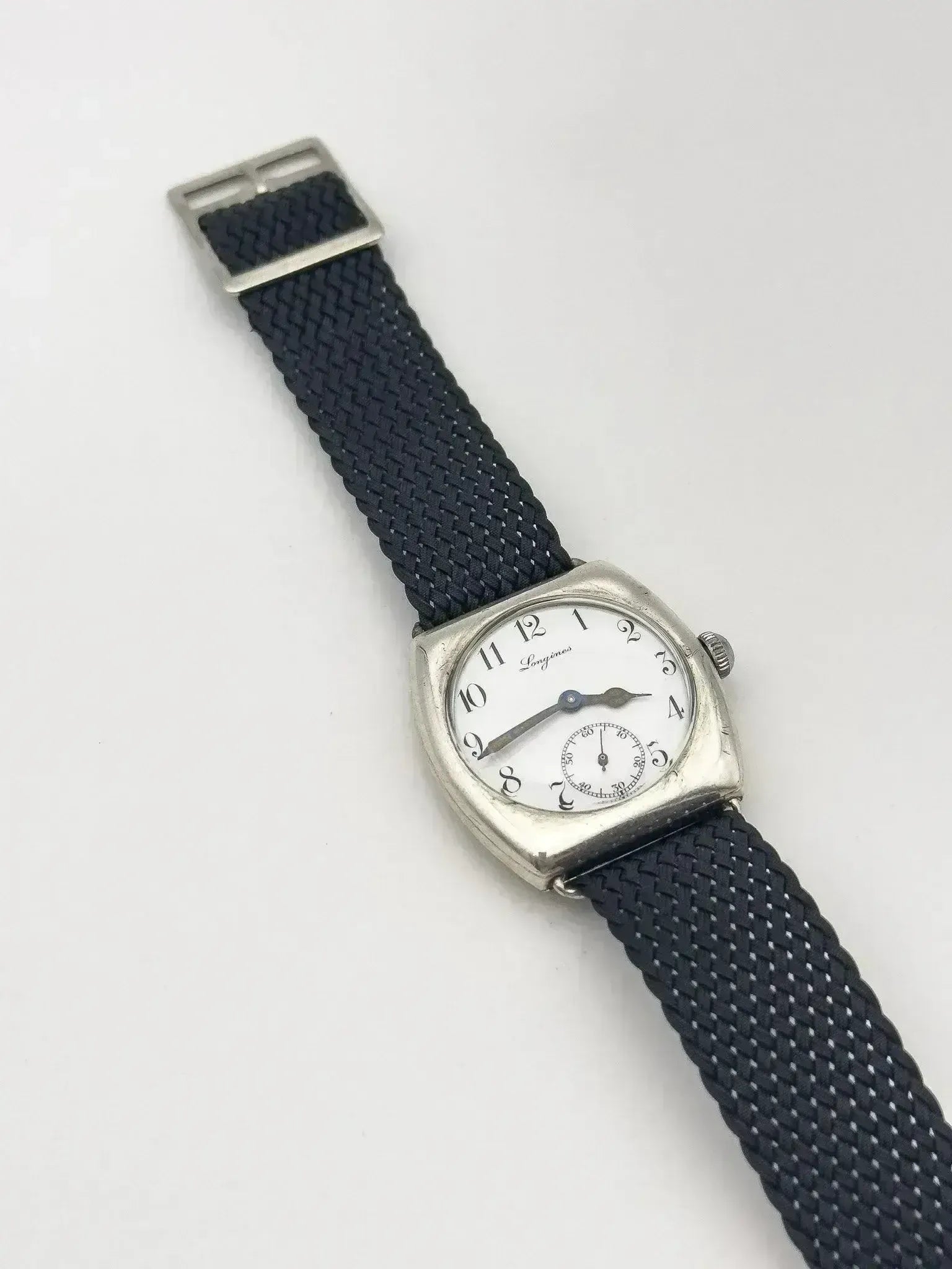 Longines - WW1 Tonneau Argent massif 935 émail Oversized - 1915 - Atelier Victor