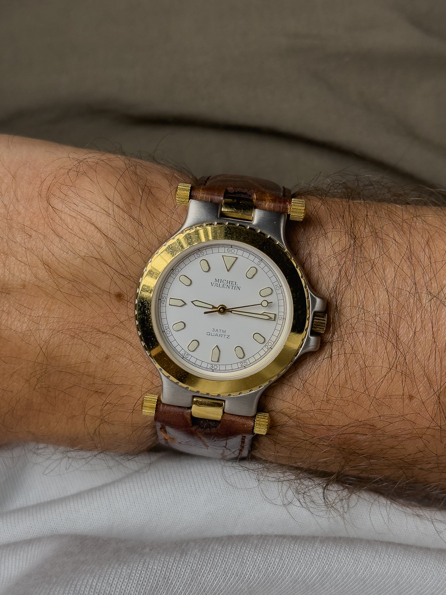 Michel Valentin - Acier Or Cornes Centrales - Neuve de stock - 1990s - Atelier Victor - Vintage Shop
