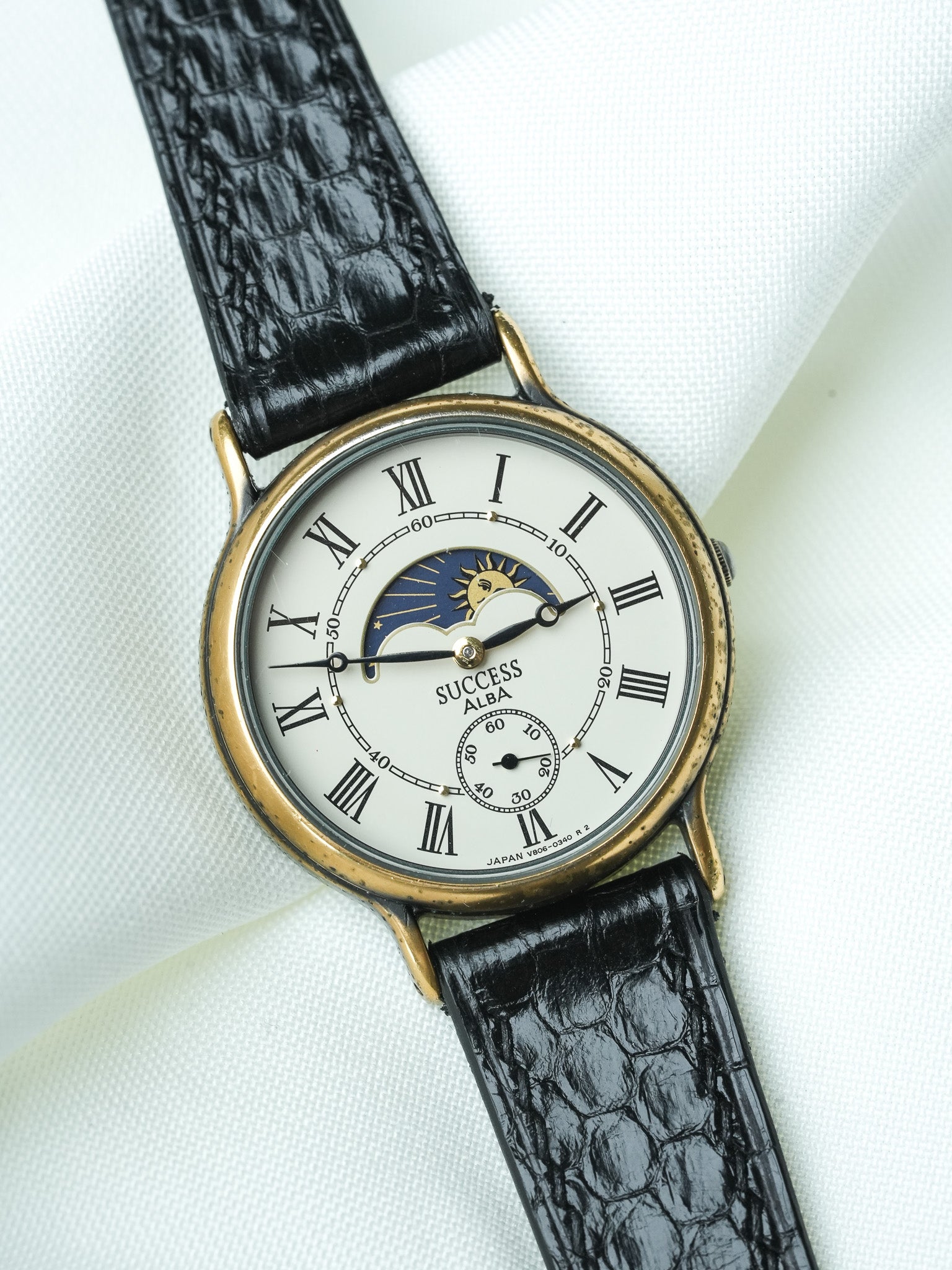 Montre Alba (Seiko) Vintage - Phase de lune Patine Ancien (1982) - Atelier Victor