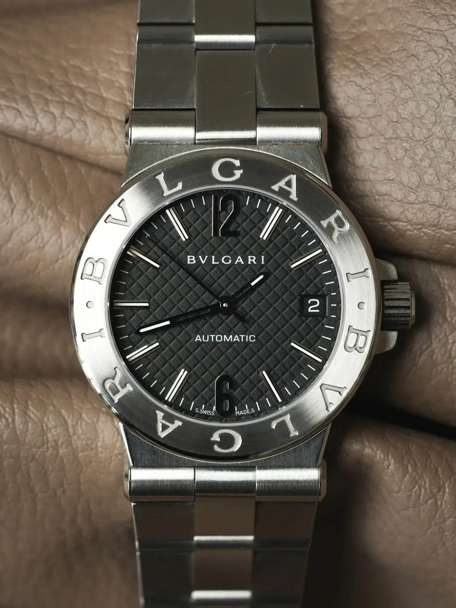 Montre Bvlgari Diagono (Années 2010) - Réf. DG35S Noir Clous de Paris - Atelier Victor