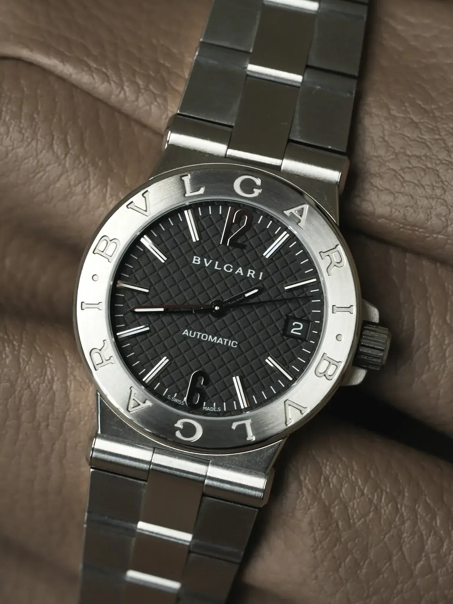 Montre Bvlgari Diagono (Années 2010) - Réf. DG35S Noir Clous de Paris - Atelier Victor