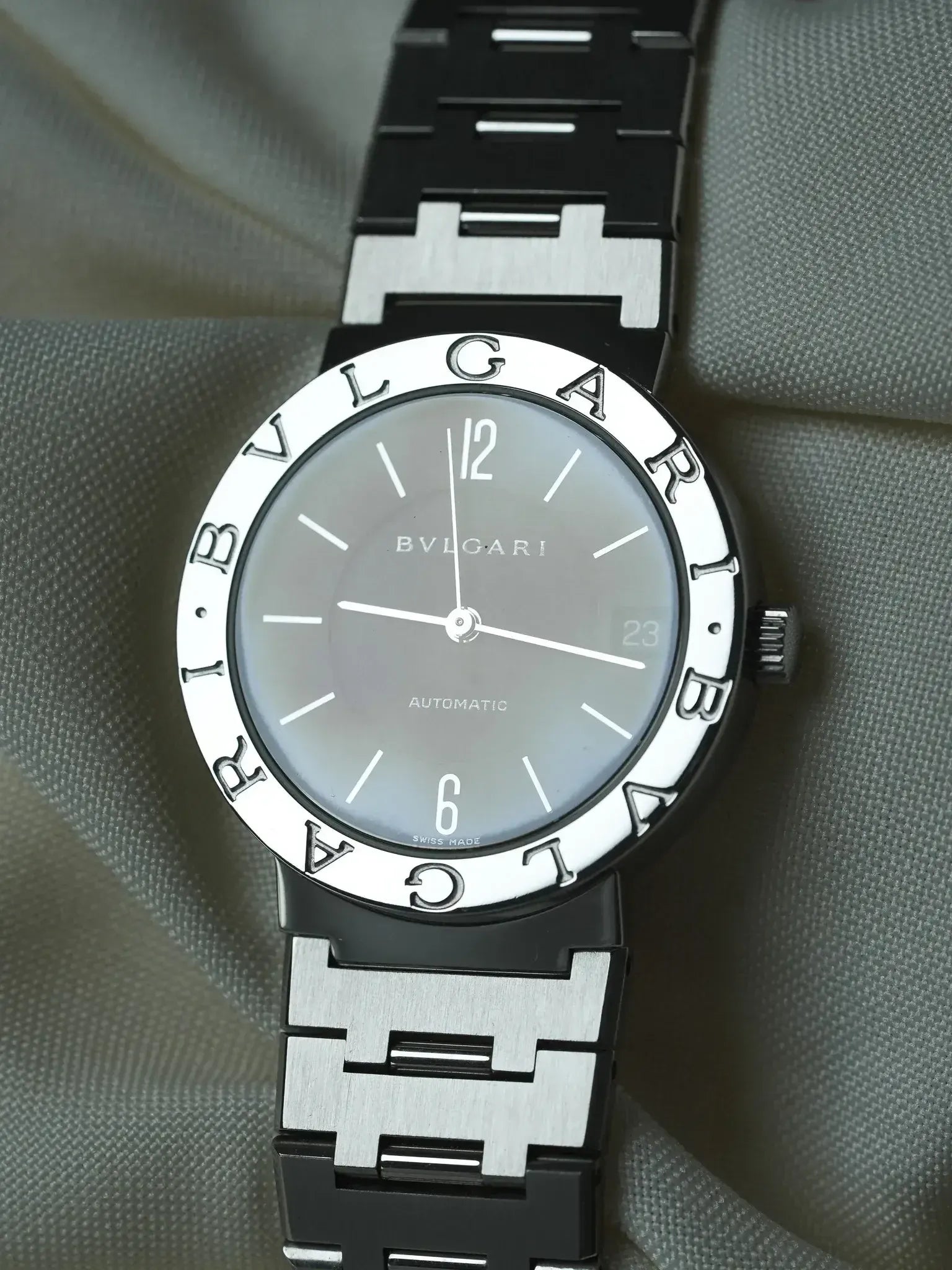 Montre Bvlgari Diagono BB33SS Acier (Années 2000) – Automatique & Cadran Noir - Atelier Victor