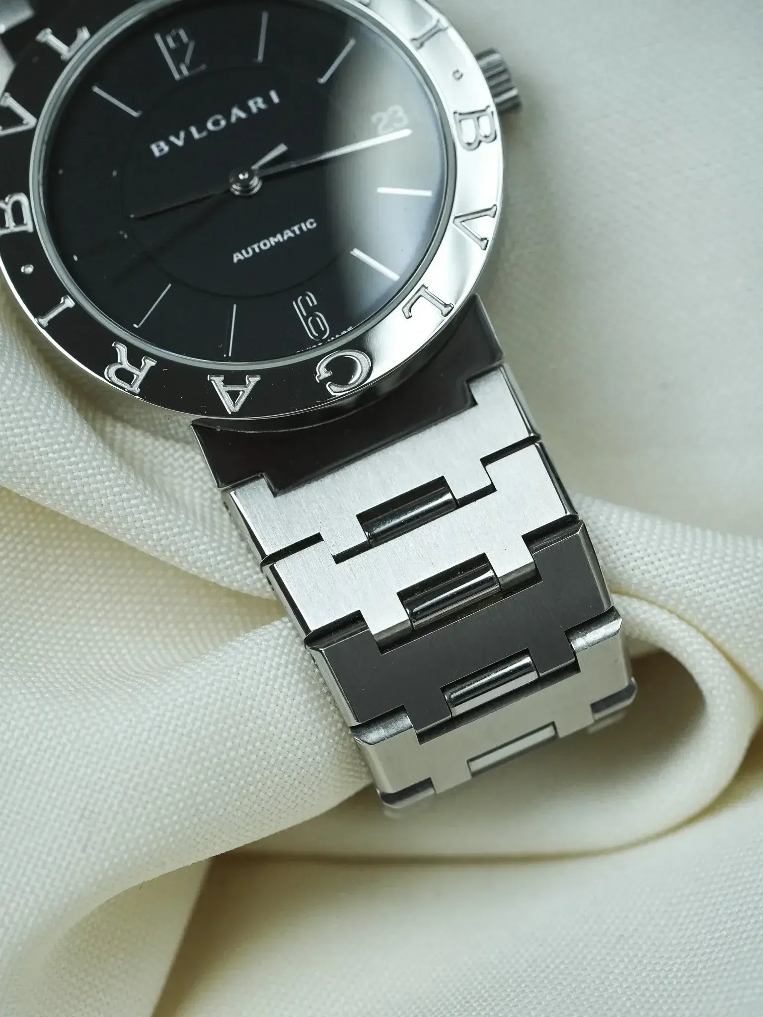 Montre Bvlgari Diagono BB33SS Acier (Années 2000) – Automatique & Cadran Noir - Atelier Victor