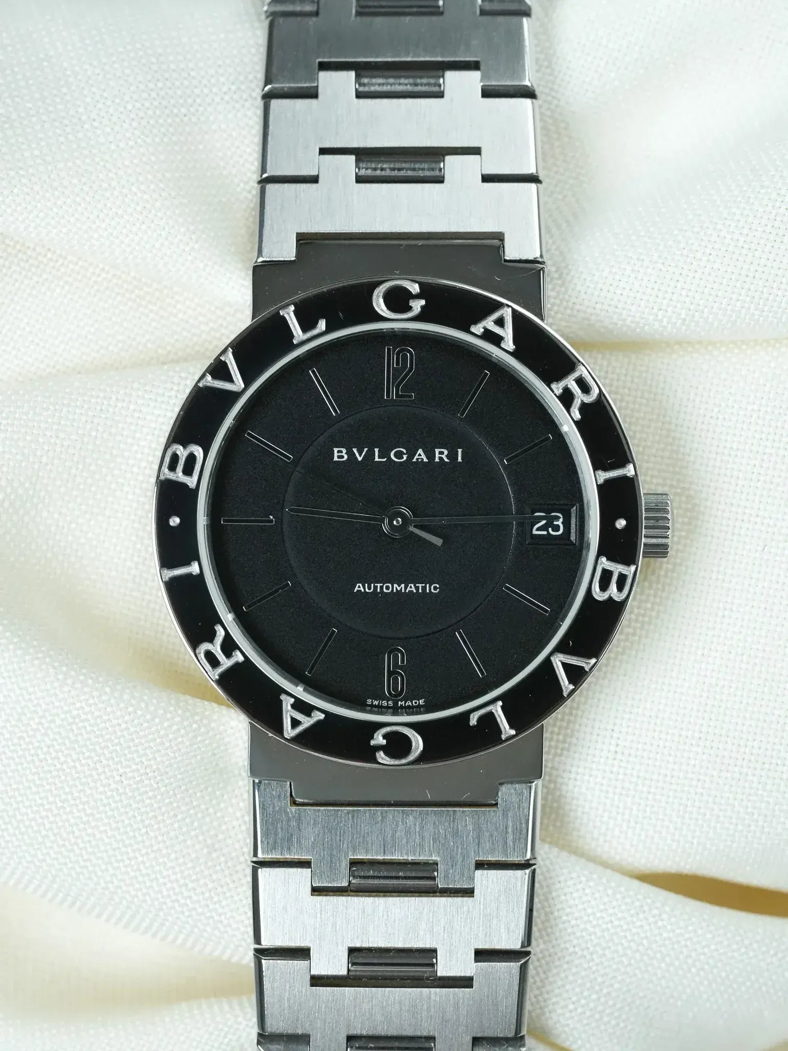 Montre Bvlgari Diagono BB33SS Acier (Années 2000) – Automatique & Cadran Noir - Atelier Victor