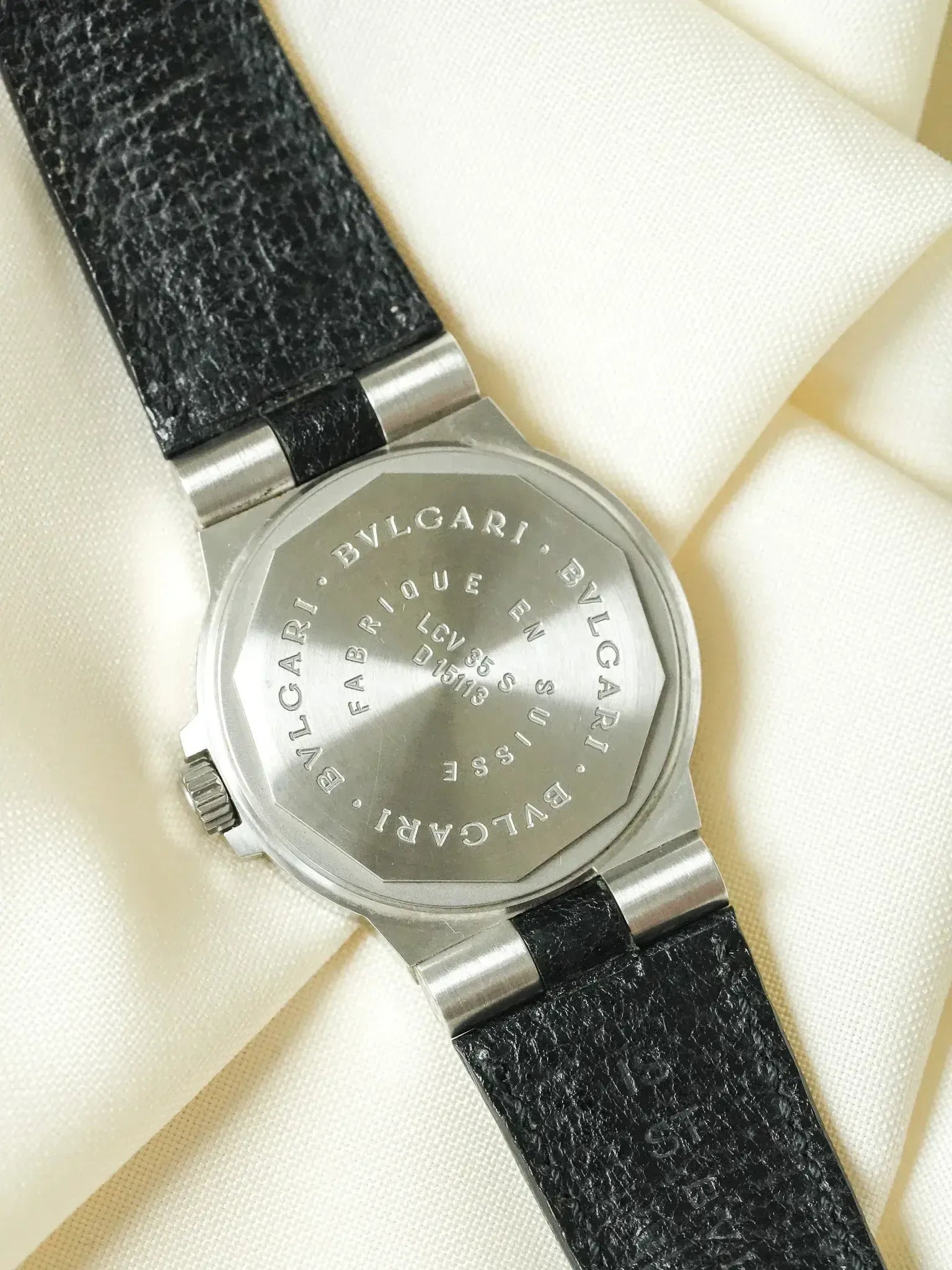 Bvlgari - Diagono LCV35S Cuir automatique cadran blanc - 2000s - Atelier Victor