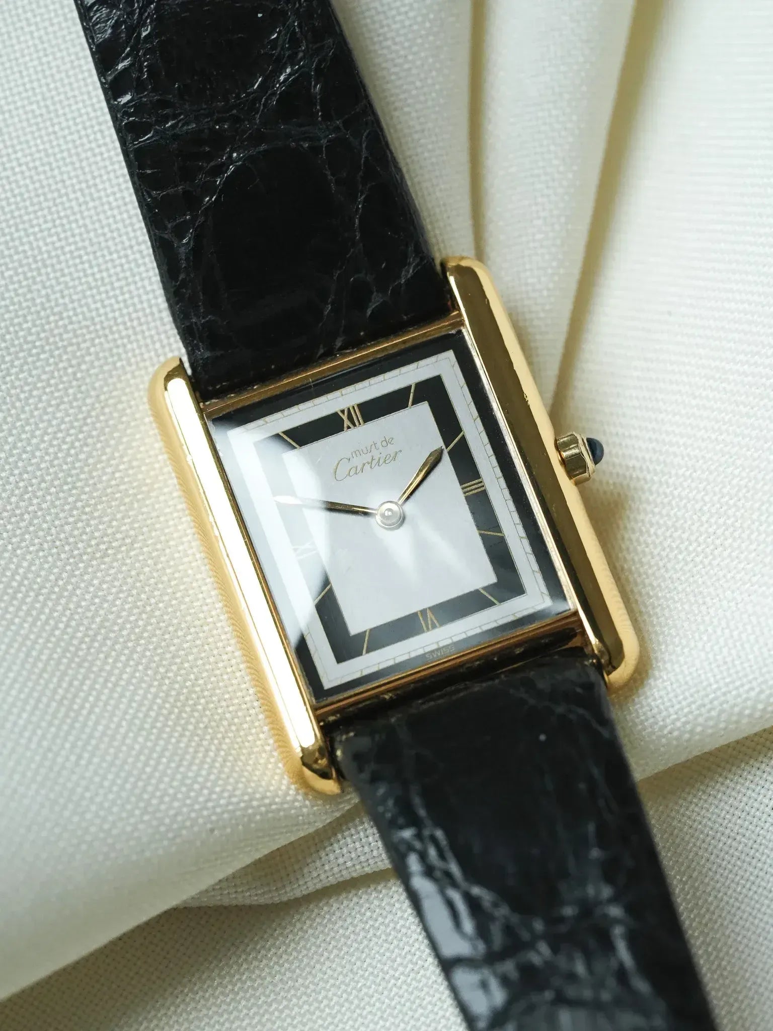 Montre Cartier Must de Cartier Tank - Vermeil Quartz Cadran Gris (Années 1980) - Atelier Victor