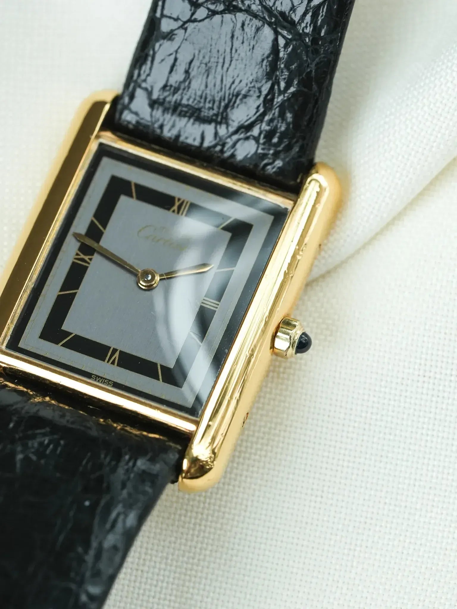 Montre Cartier Must de Cartier Tank - Vermeil Quartz Cadran Gris (Années 1980) - Atelier Victor