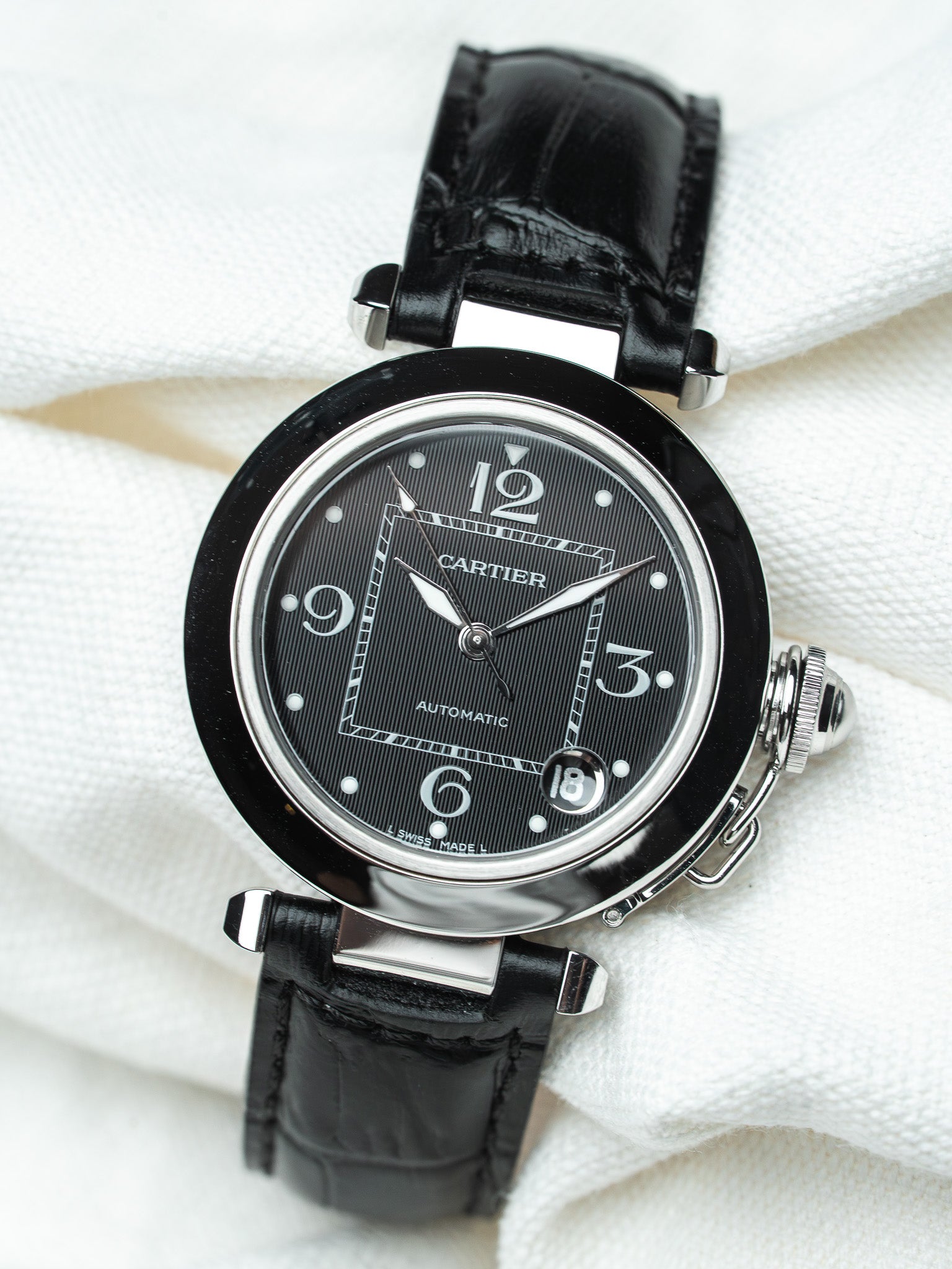 ساعة Cartier Pasha C 2324 من الفولاذ أوتوماتيكية — مجموعة كاملة (2003)