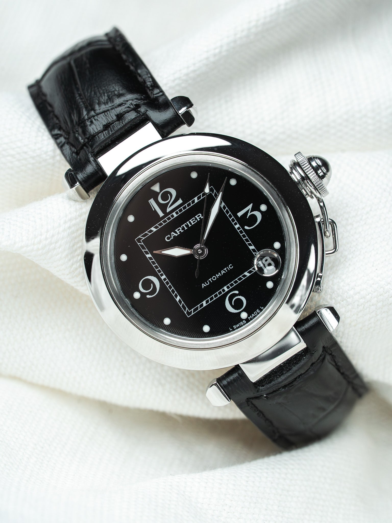 ساعة Cartier Pasha C 2324 من الفولاذ أوتوماتيكية — مجموعة كاملة (2003)