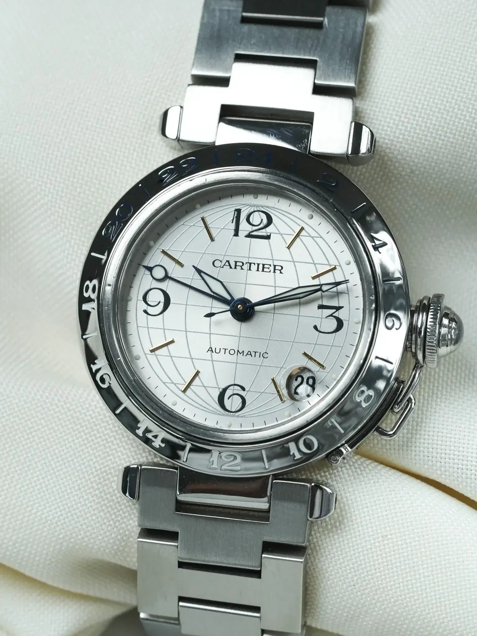 Cartier - Pasha GMT 35mm Cadran Argent Top condition - 2000s - Atelier Victor