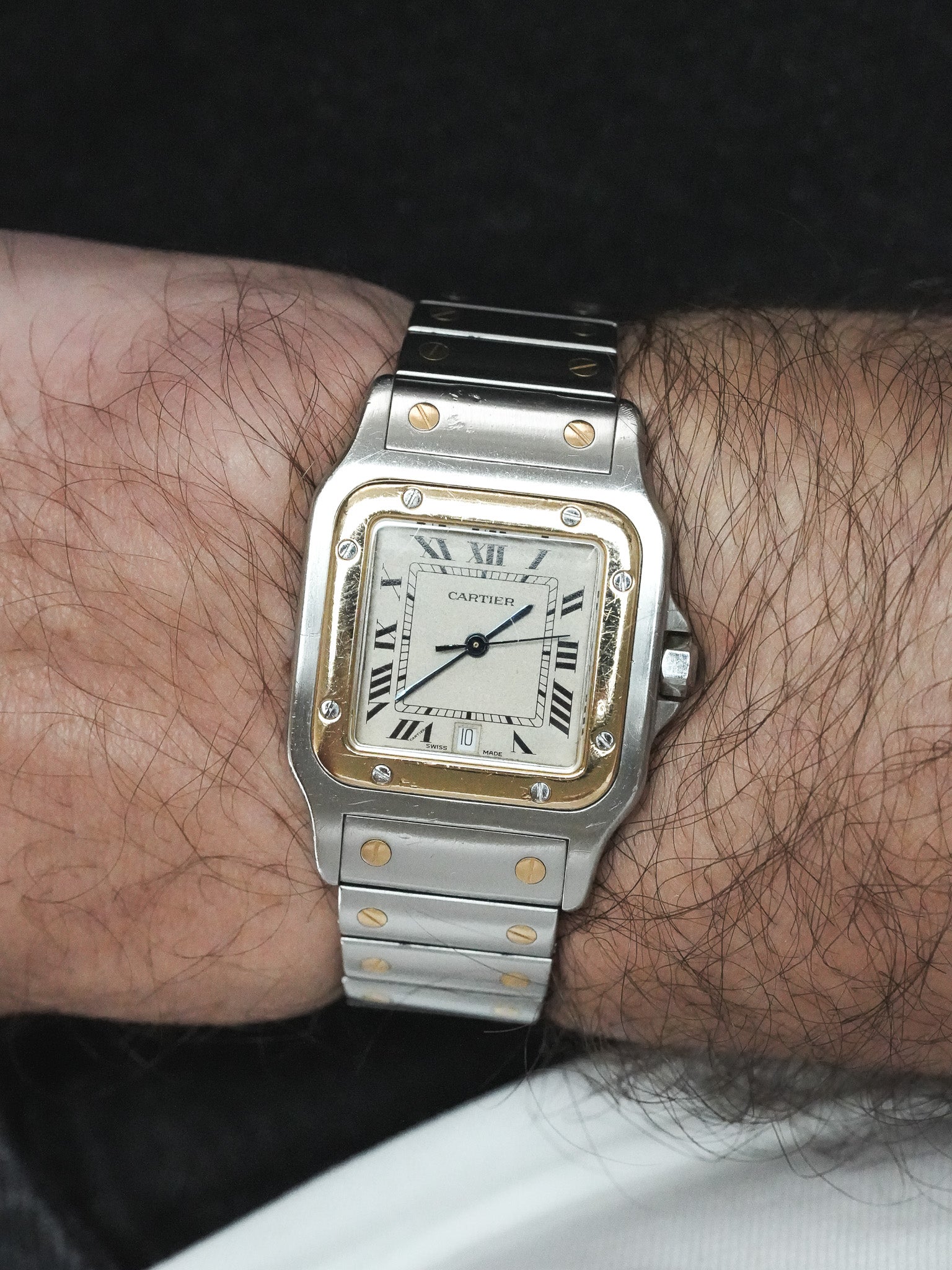 Montre Cartier Santos Galbée Vintage Or et Acier 1879 (Années 1990) - Atelier Victor