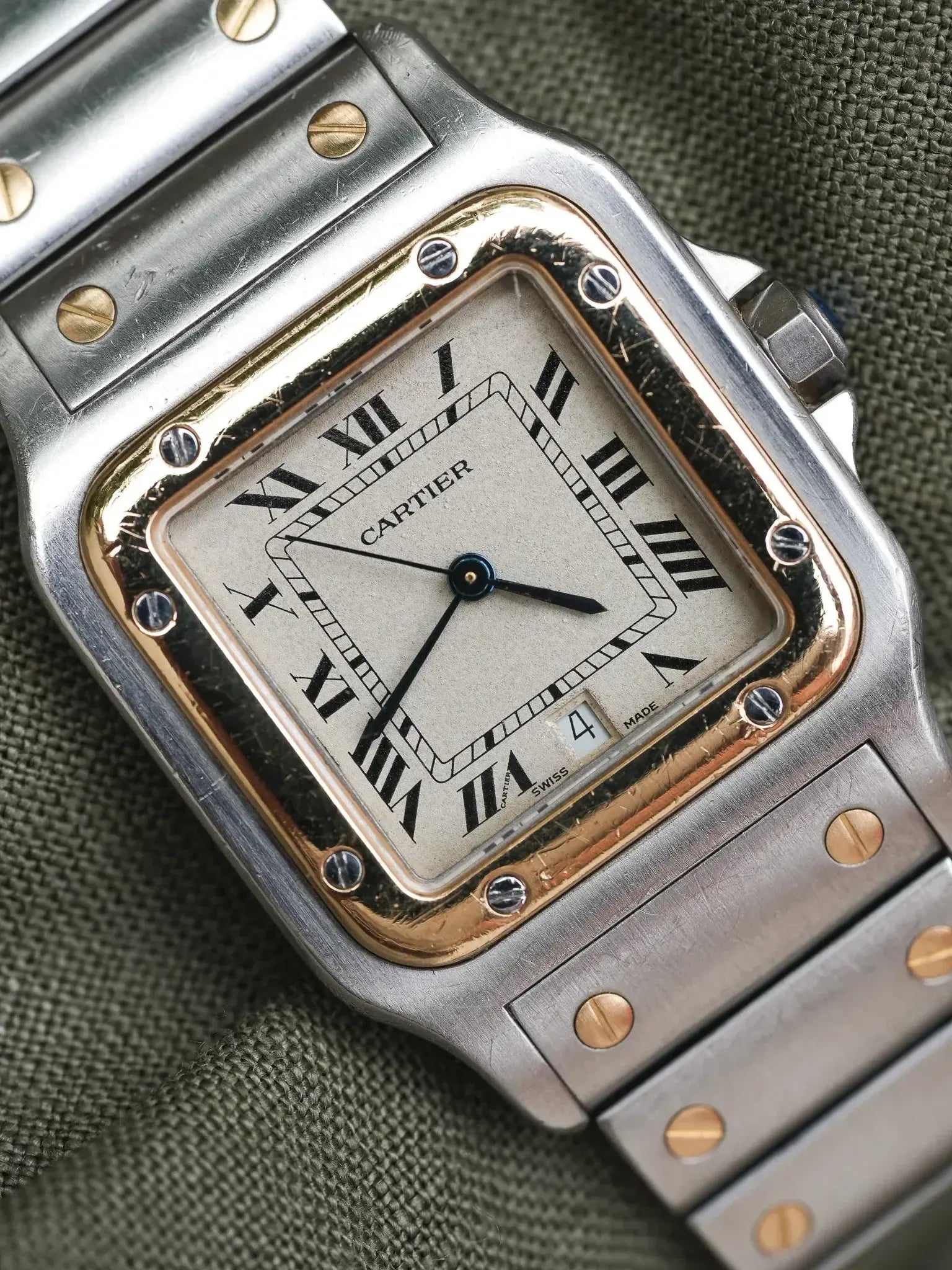 Montre Cartier Santos Galbée Vintage Or et Acier 1879 (Années 1990) - Atelier Victor